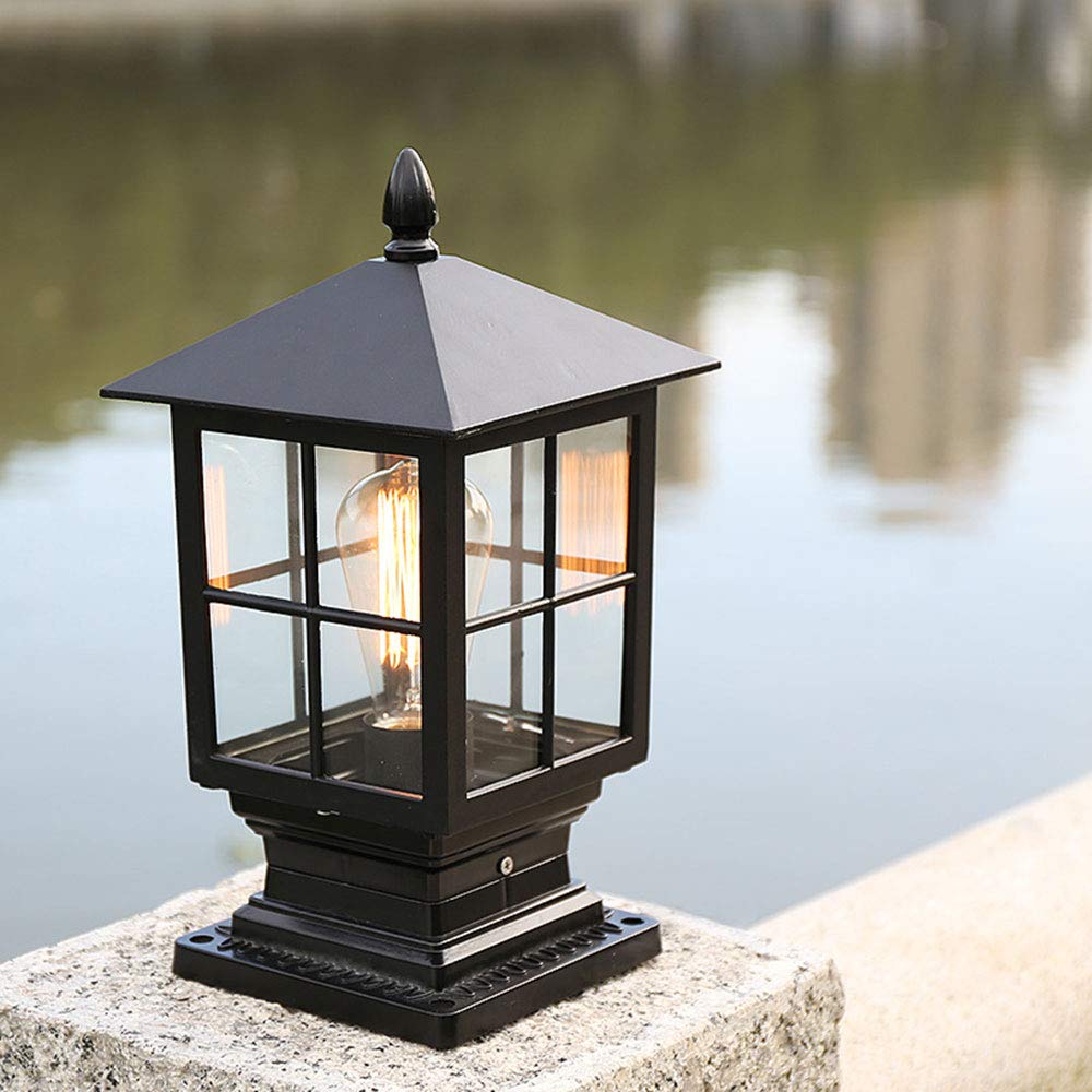 Waterproof IP54 Retro Column Head Lamp - Outdoor Garden Lighting for Terrace, Balcony, Villa & Park | E27 Post Light for Landscape, Lawn & Pillar Decoration | Weather-Resistant European Design
