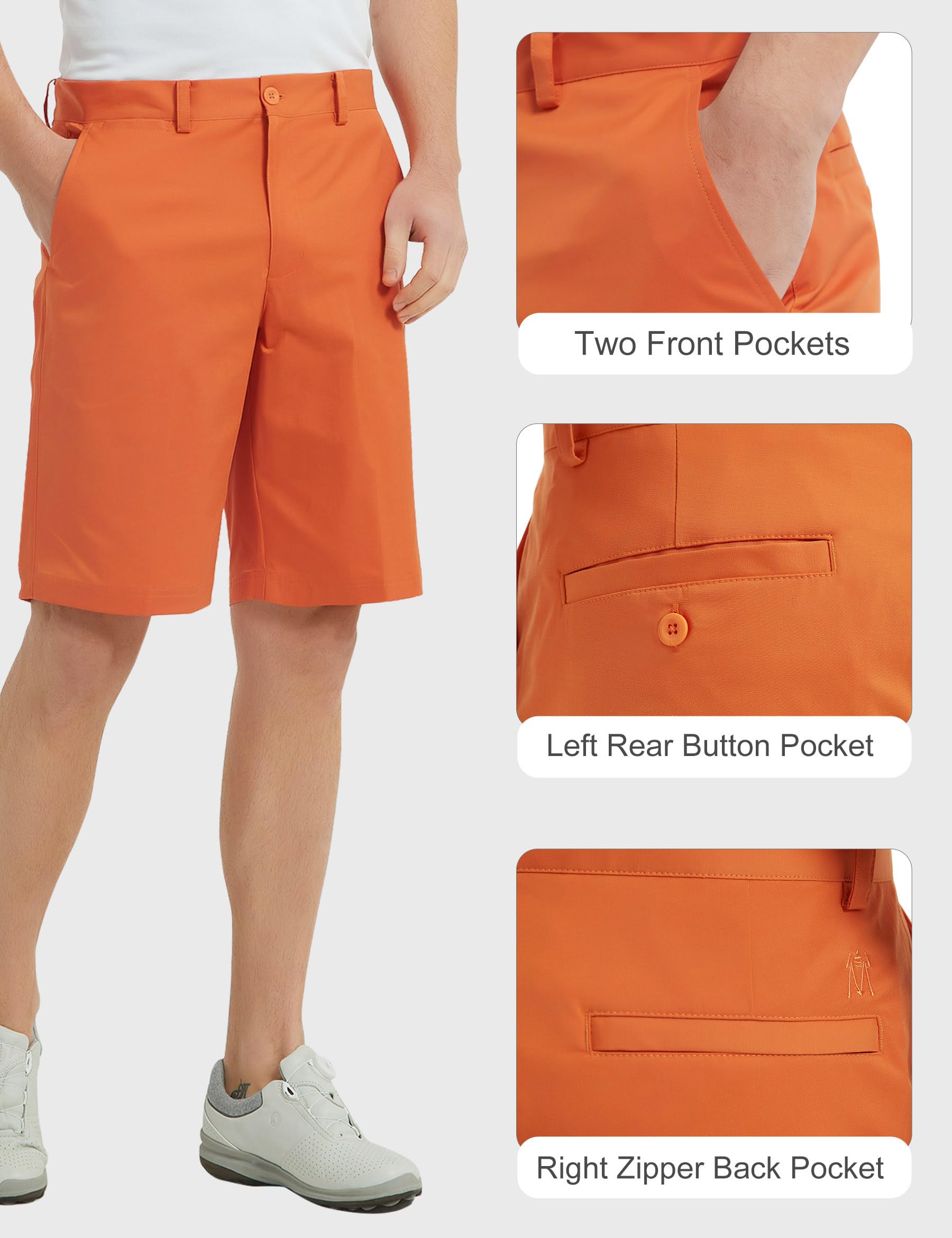 Men's Stretch Quick-Dry Golf Shorts - Performance Tech Chino Shorts with Flat Front for Comfort & Mobility | Perfect for Golf, Casual Wear & Outdoor Activities