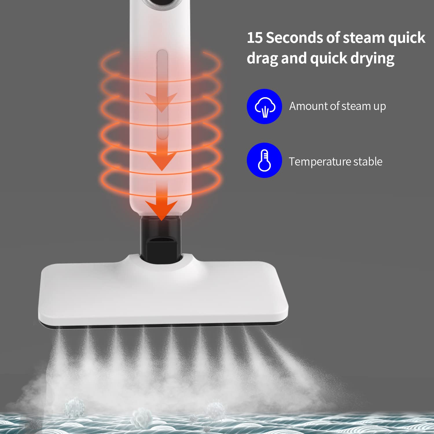 MS-100 Steam Mop Cleaner for Hardwood Floors, Tile & Carpet - High Temperature Steamer with 2 Washable Mop Pads (White) | Perfect for Pet Hair Removal, Kitchen & Bathroom Deep Cleaning