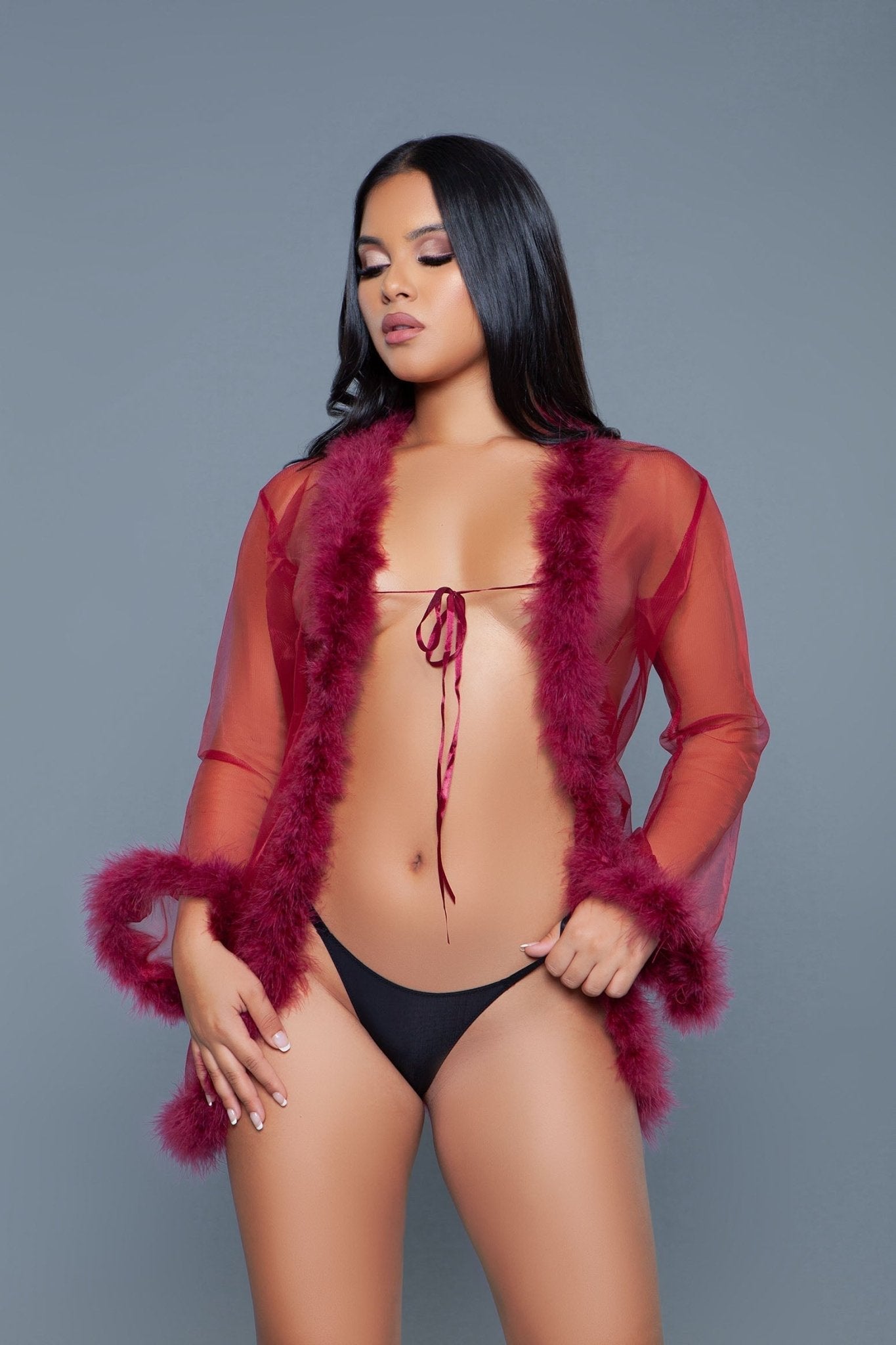 BeWicked Women's BW1650S Boudoir Robe - Sexy Lingerie for Women, Plus Size & Sheer Lace Kimono - Perfect for Valentine's Day, Bridal Shower, and Romantic Nights