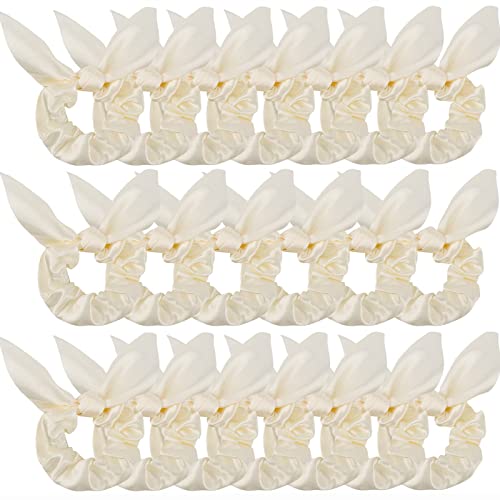20 Pack Satin Silk Hair Scrunchies for Women & Girls - Cute Bow Hair Ties for Thick Hair, Ponytail Holders with Ribbon | Perfect for School, Work, Gym and Everyday Styling