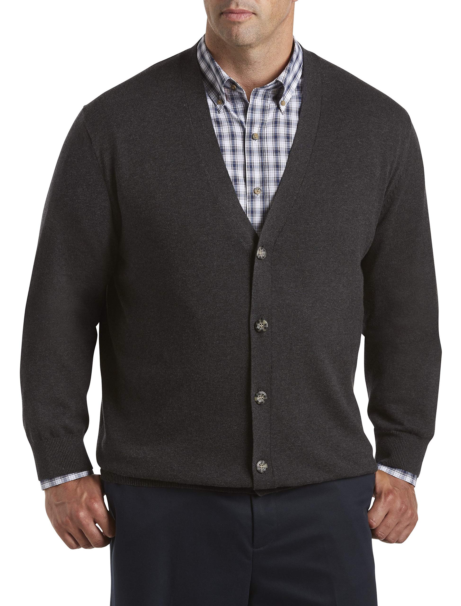 Harbor Bay by DXL Big & Tall V-Neck Button Cardigan Sweater for Men - Comfortable Knit Pullover for Casual Wear & Office Outfits