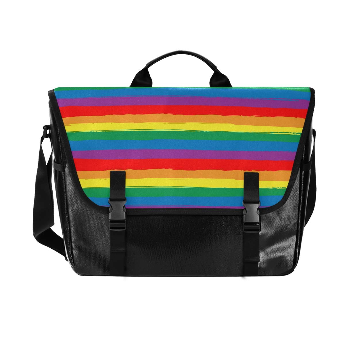 ALAZA Rainbow Striped Waterproof Messenger Bag - Women's Crossbody Satchel Purse with Laptop Compartment (Fits 14 Inch) - Perfect for Work, School & Travel Accessories