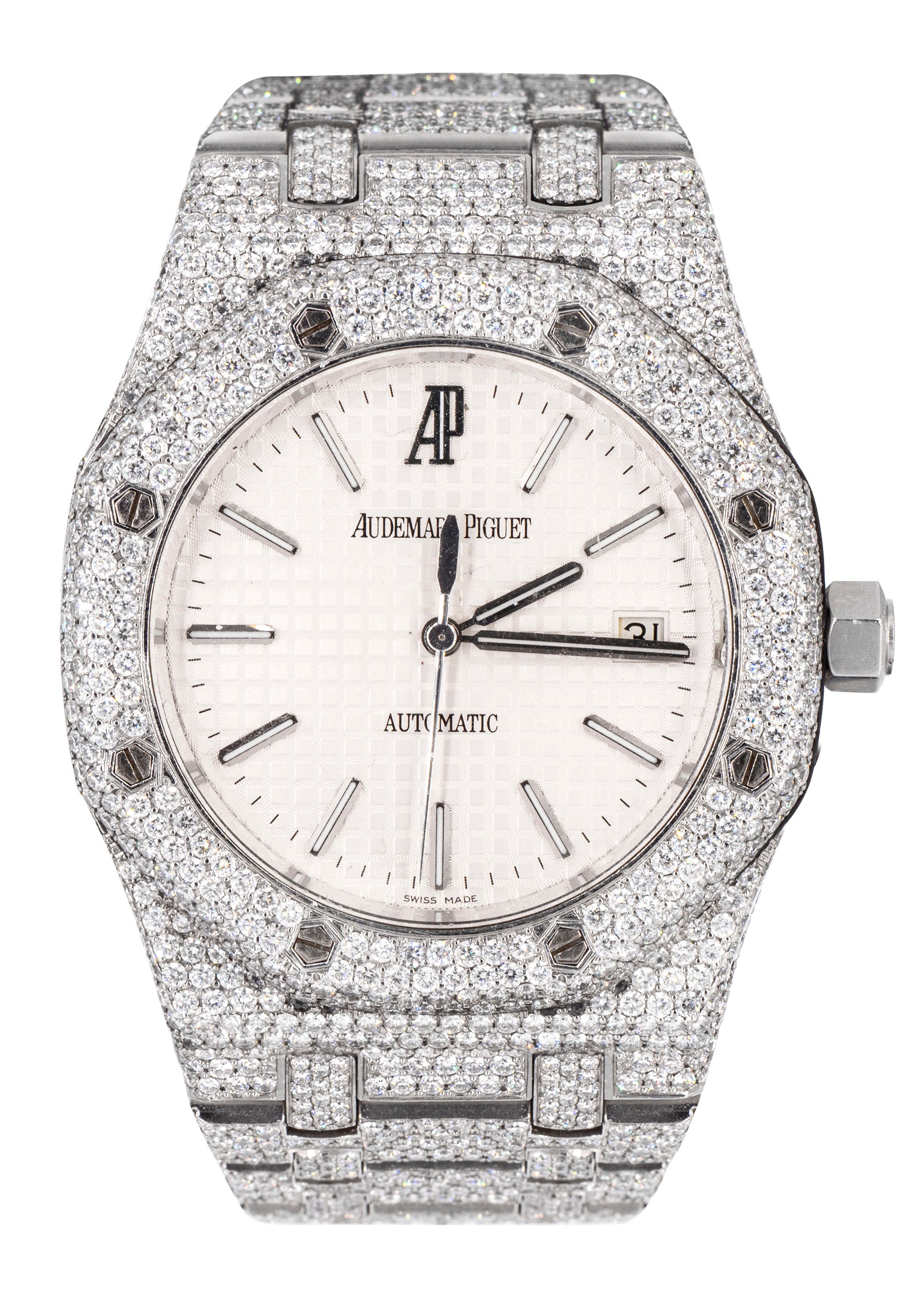 Audemars Piguet Royal Oak Luxury Watch - 39mm Stainless Steel Diamond Iced Out (20 Carats) | Perfect for Men's Fashion, Special Occasions & Luxury Gift Giving