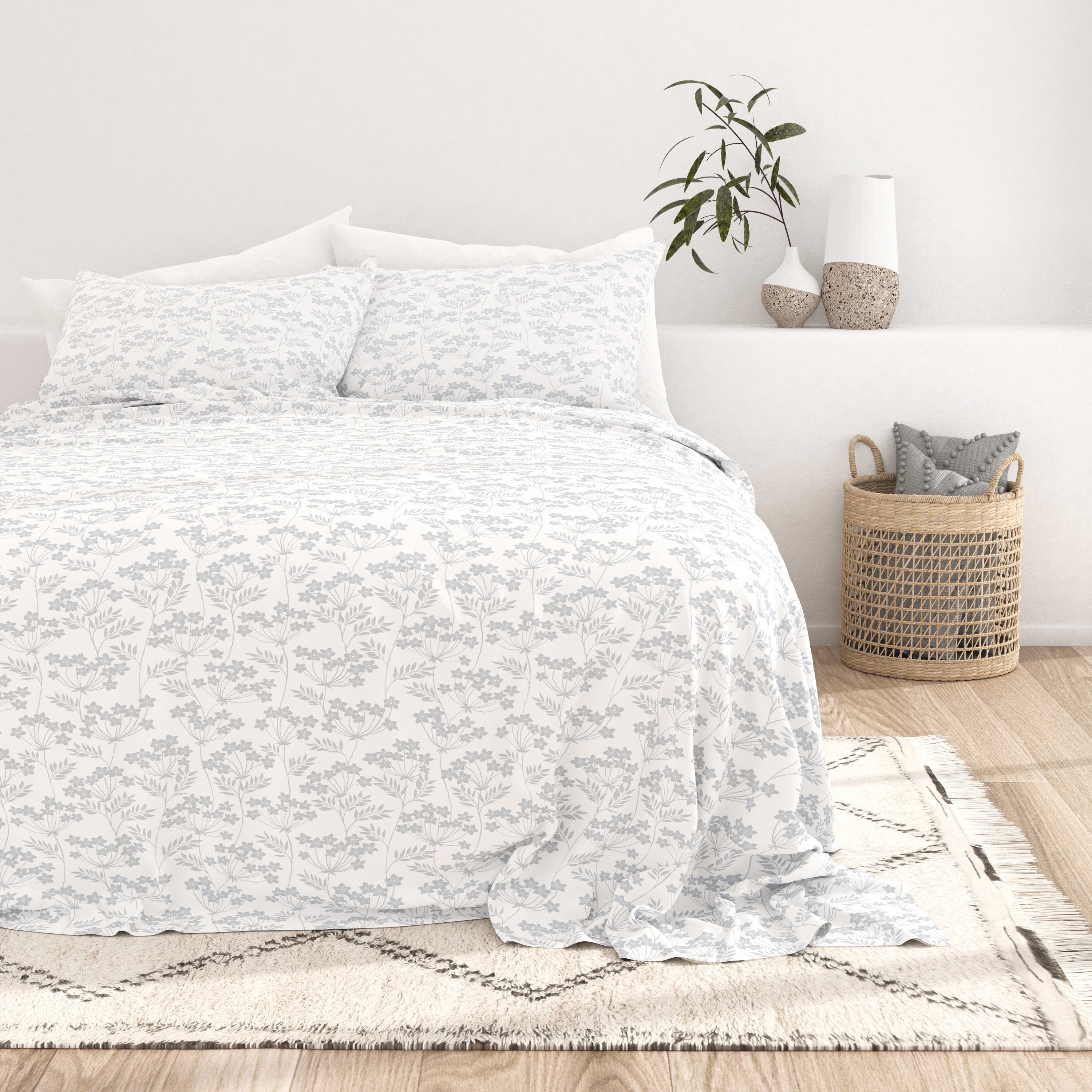 Chantilly Lace Style 4-Piece Queen Sheet Set - Soft Breathable Bedding for Comfortable Sleep | Perfect for Master Bedroom, Guest Room & Dorm