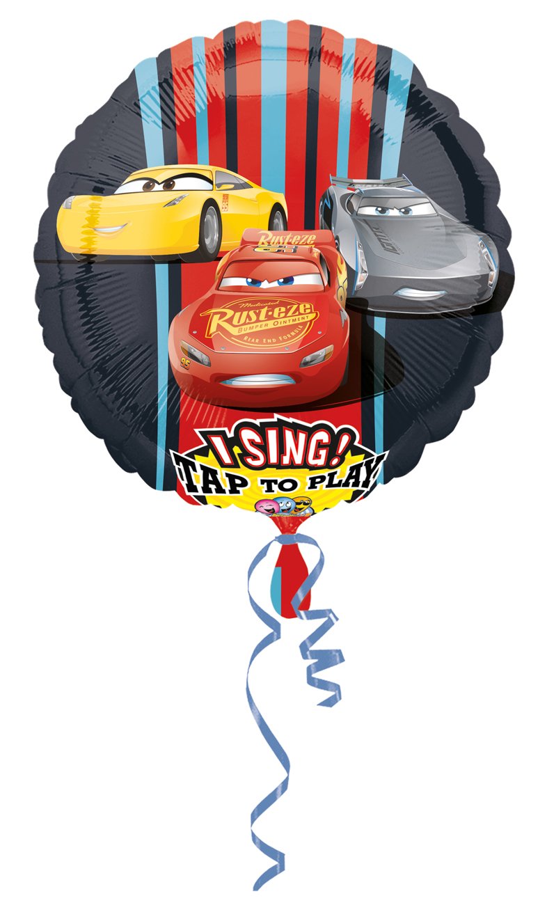 Disney Cars Sing-A-Tune Mylar Balloon - Lightning McQueen Birthday Party Decorations, Kids Room Decor, Baby Shower & Celebration Supplies