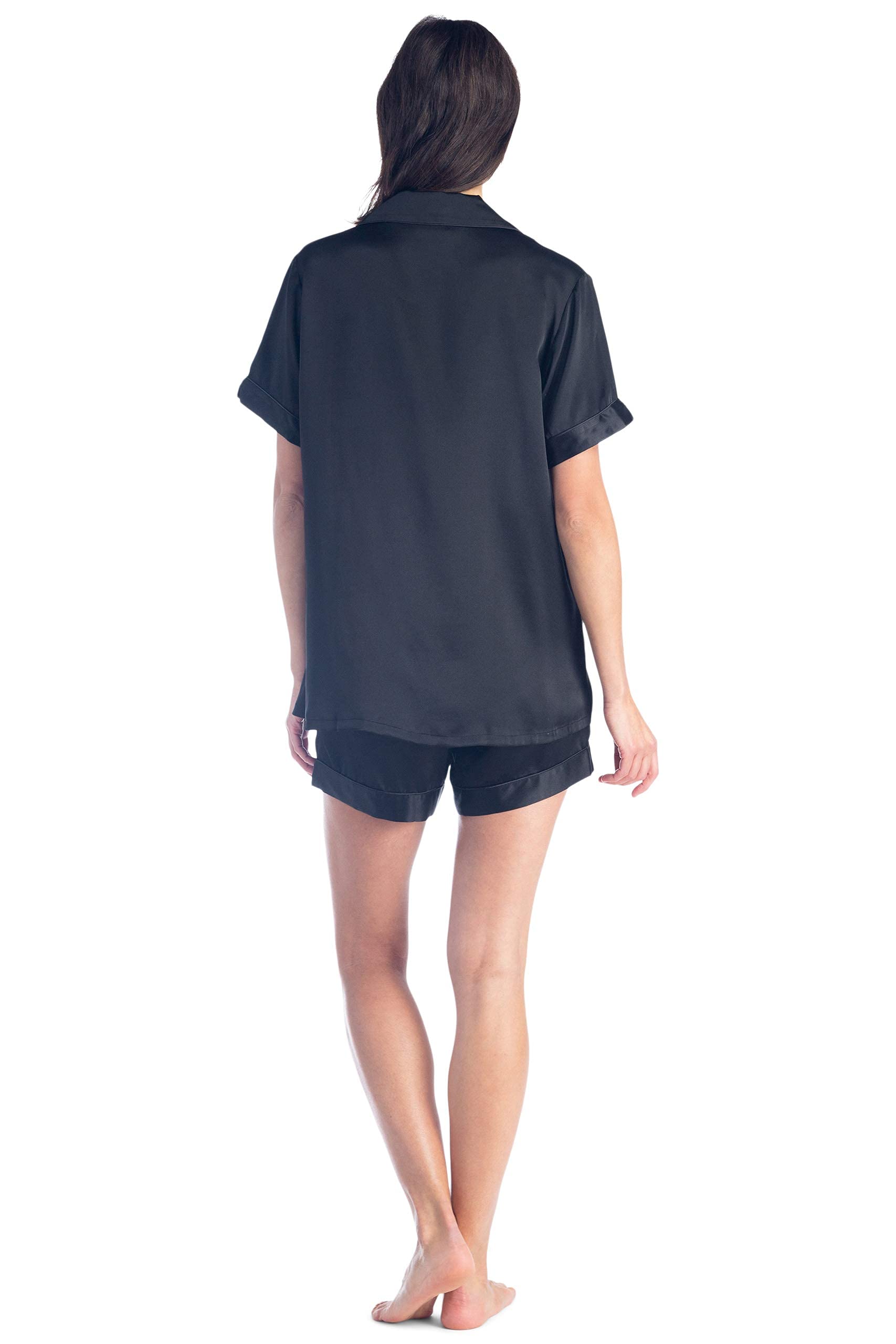 Fishers Finery Women's 100% Mulberry Silk Short Pajama Set - Soft & Breathable Short Sleeve Sleepwear for Summer Nights & Lounge Wear