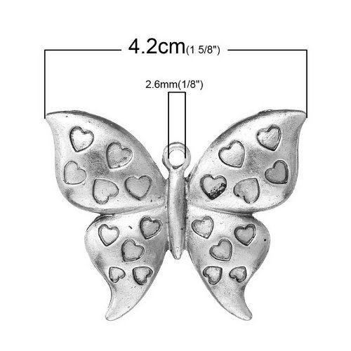 Sexy Sparkles Butterfly Charm Pendant with Heart Pattern for Necklace - Perfect for Valentine's Day Gifts, Date Nights & Romantic Occasions