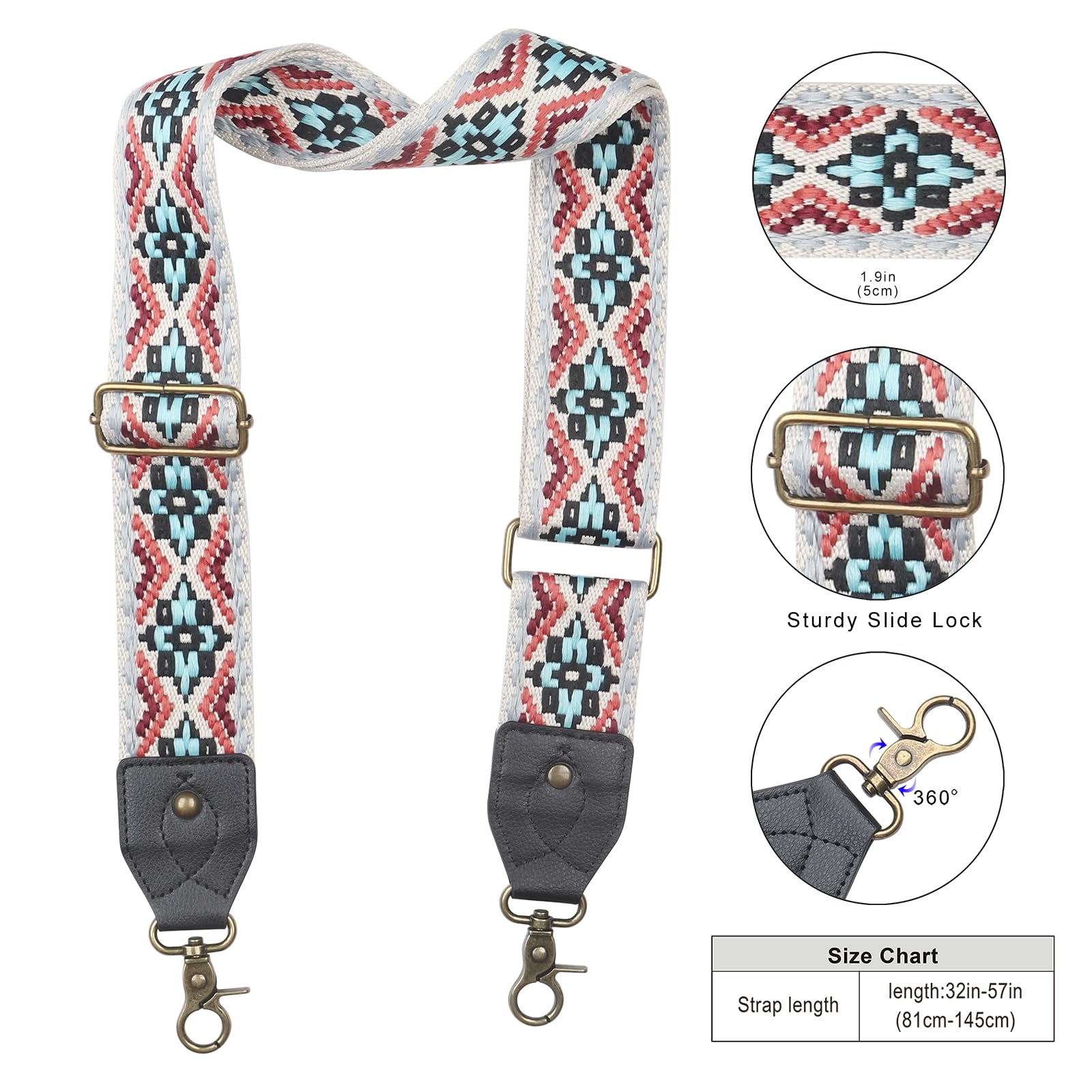 Wide Crossbody Shoulder Strap Replacement for Purses & Bags - Adjustable Purse Extender Accessory, Durable Guitar Strap - Perfect for Everyday Use, Travel & Shopping
