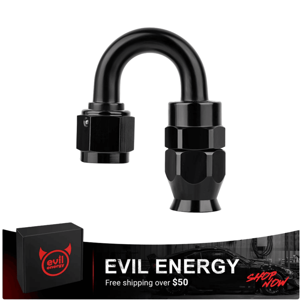 EVIL ENERGY PTFE Hose End Fitting - High Performance Black Connector for 3/4/6/8/10/12AN PTFE Hoses | Perfect for Fuel, Oil & Hydraulic Systems in Automotive, Marine & Industrial Applications