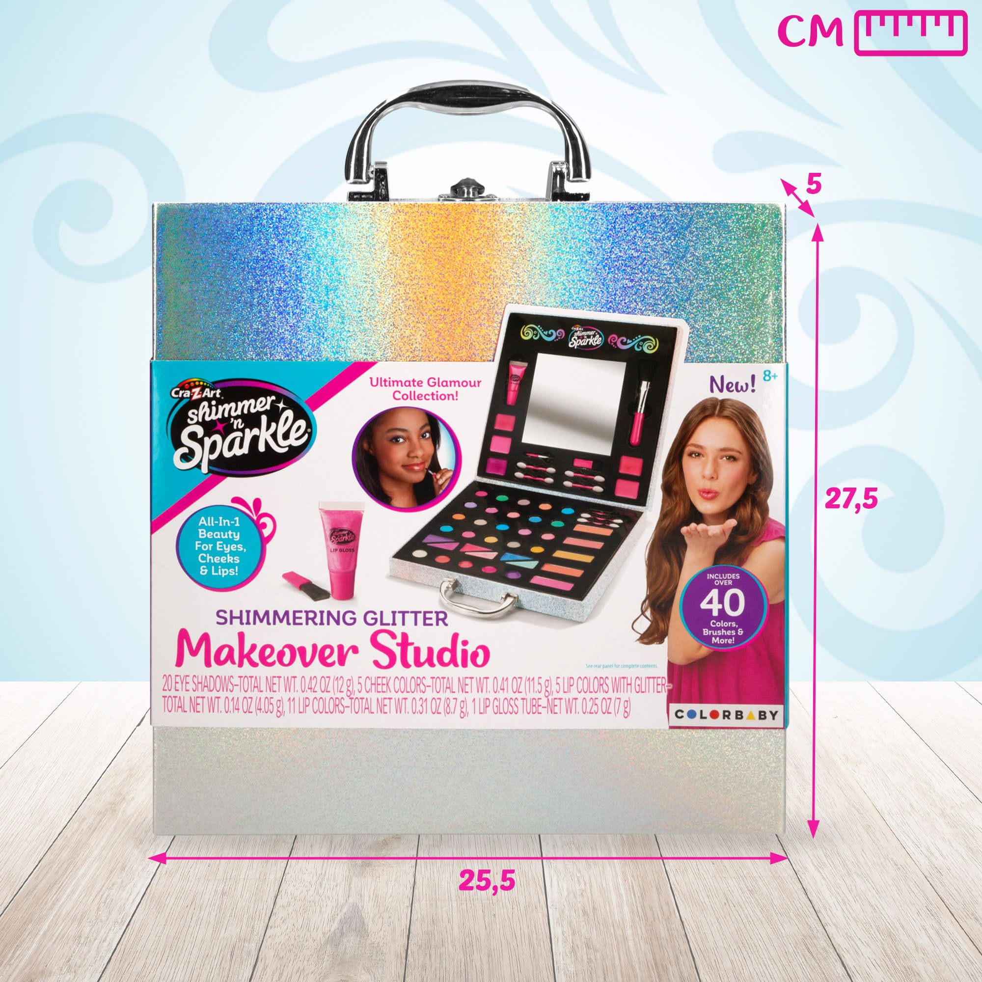 COLORBABY Shimmer N Sparkle Makeup Kit for Girls - 35 Eyeshadows & Glitters | Play & Pretend Beauty Studio