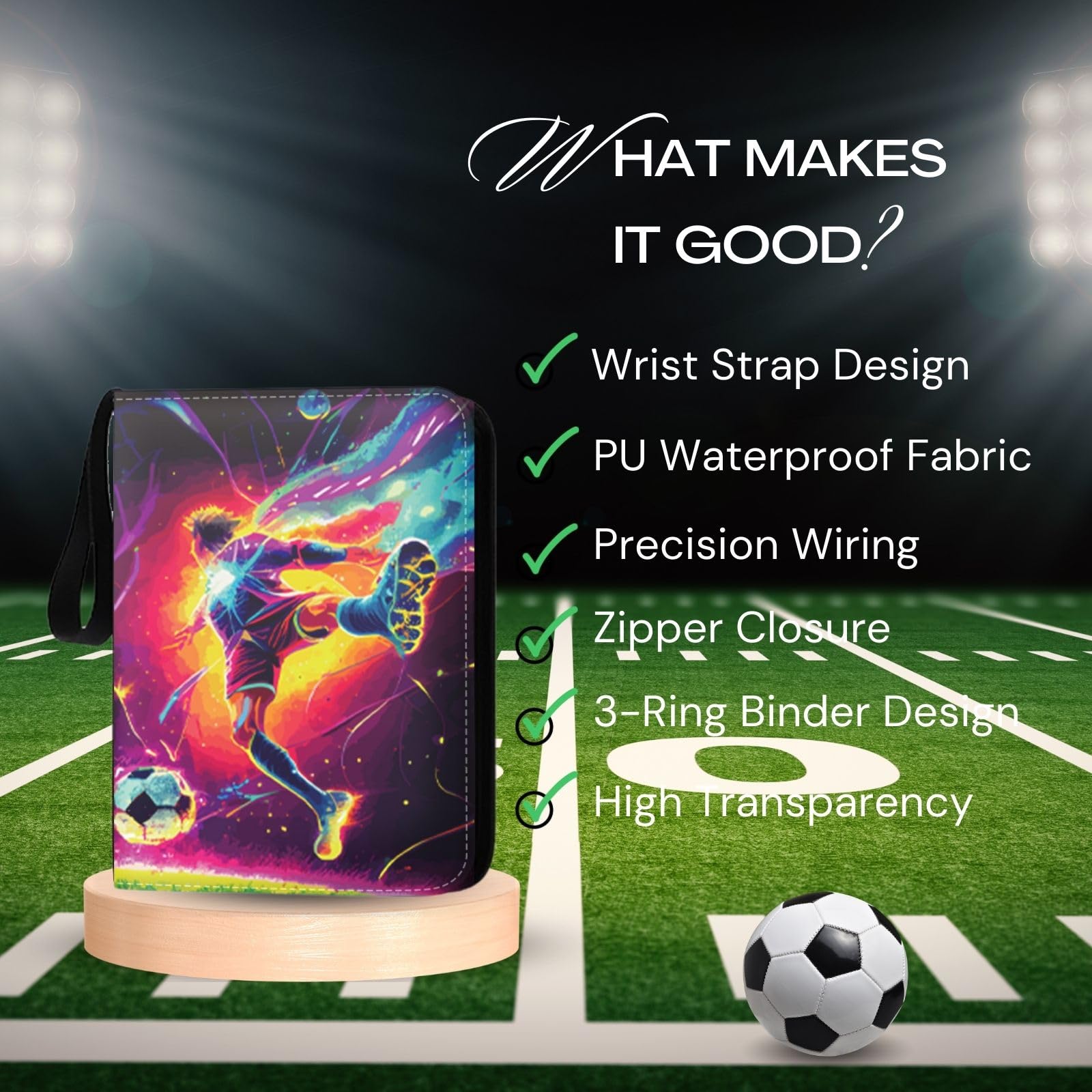 Premium 900-Pocket Soccer Card Binder with 50 Removable Sleeves - Durable Sports Trading Card Organizer for Football, Basketball & Baseball Collections | Perfect for Collectors, Tournaments & Card Storage Organization