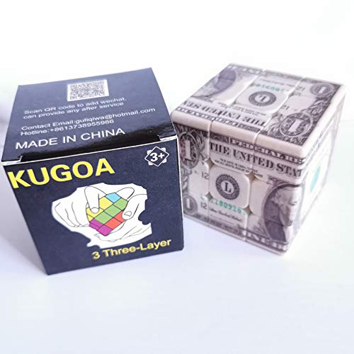 3x3 Speed Cube with Dollar Bill Pattern - Fast & Smooth Magic Cube Puzzle for Kids & Adults - 5.6cm/2.2