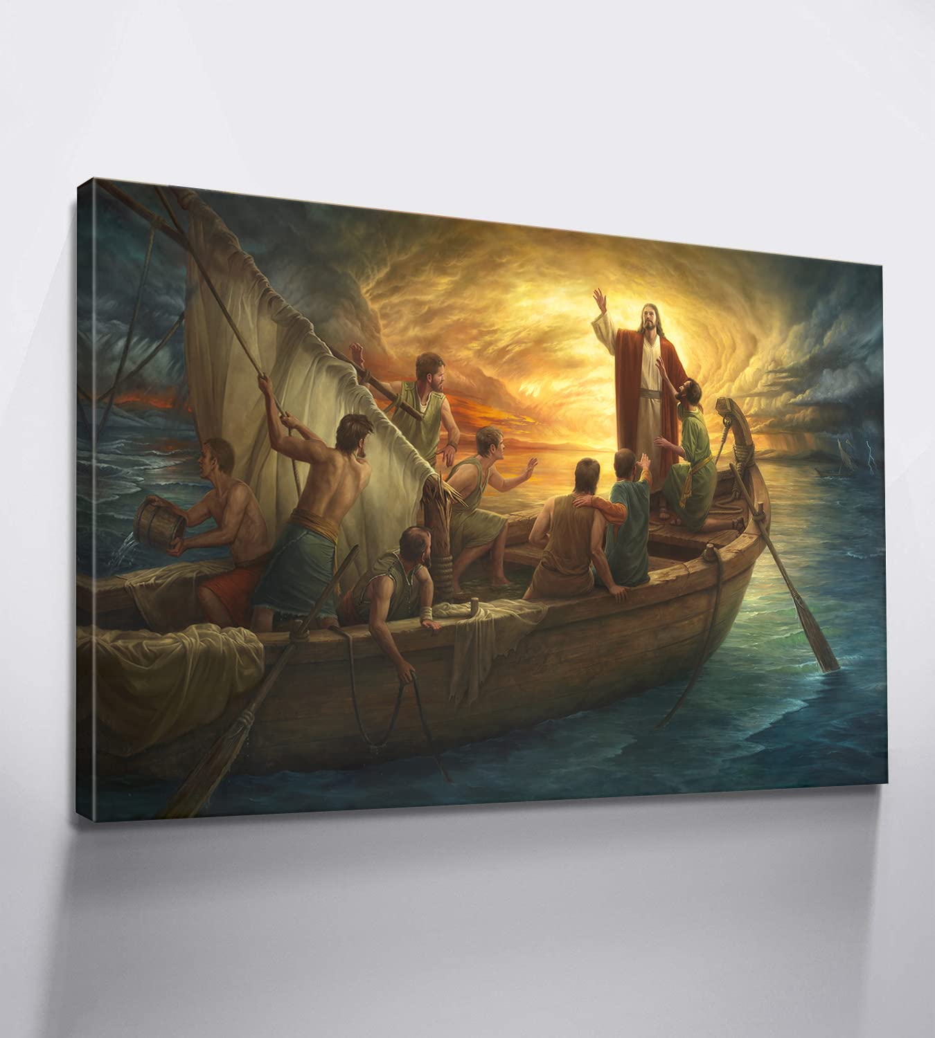 Jesus Christ Wall Art Canvas Print - Religious Christian Home Decor for Living Room, Bedroom & Office - 28''H x 40''W - Easy to Hang Christian Gift & Inspirational Painting