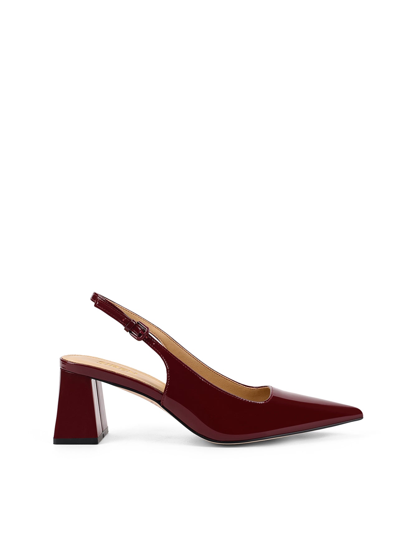 Yarra Pointed Toe Slingback Heels - Red Wine Patent Leather Pumps for Women | Elegant Dress Shoes for Work, Party & Special Occasions