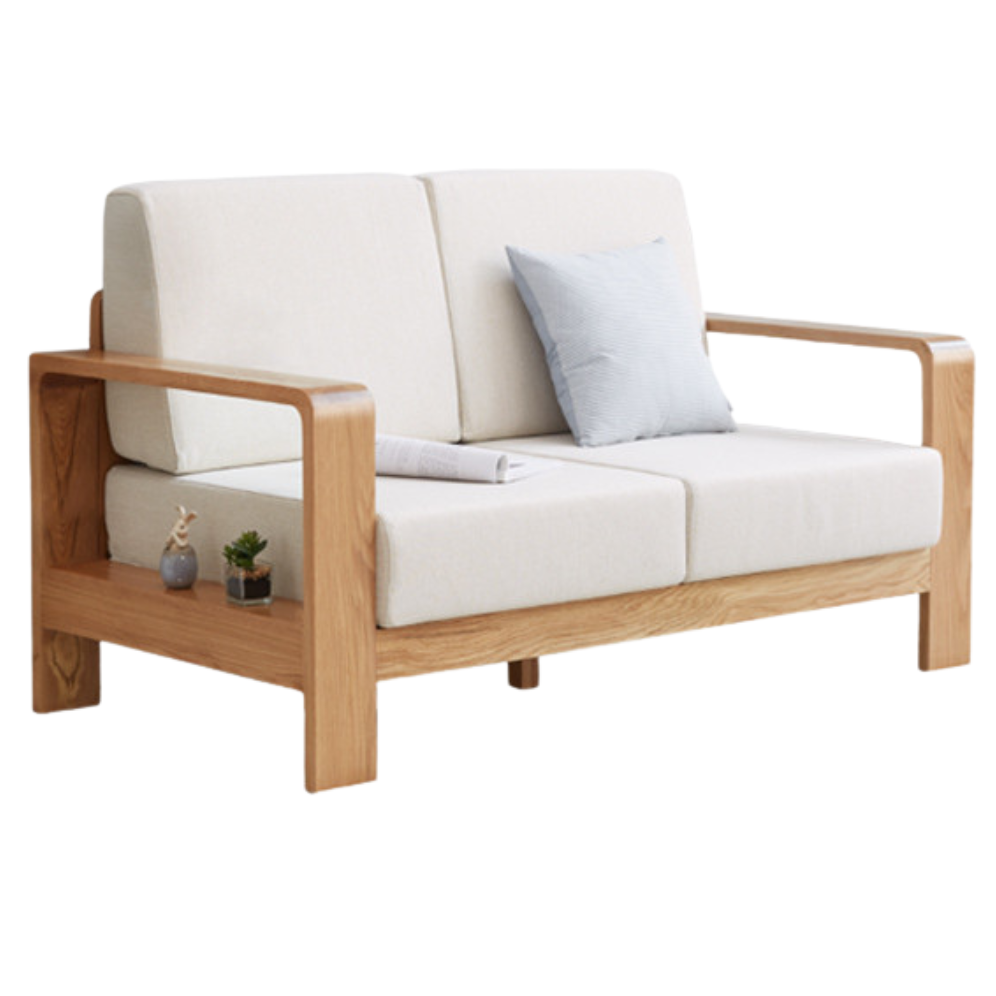 60.6x29.5x34.6 inch / 154x75x88cm / Natural Wood color- pear white / Poplar double seat