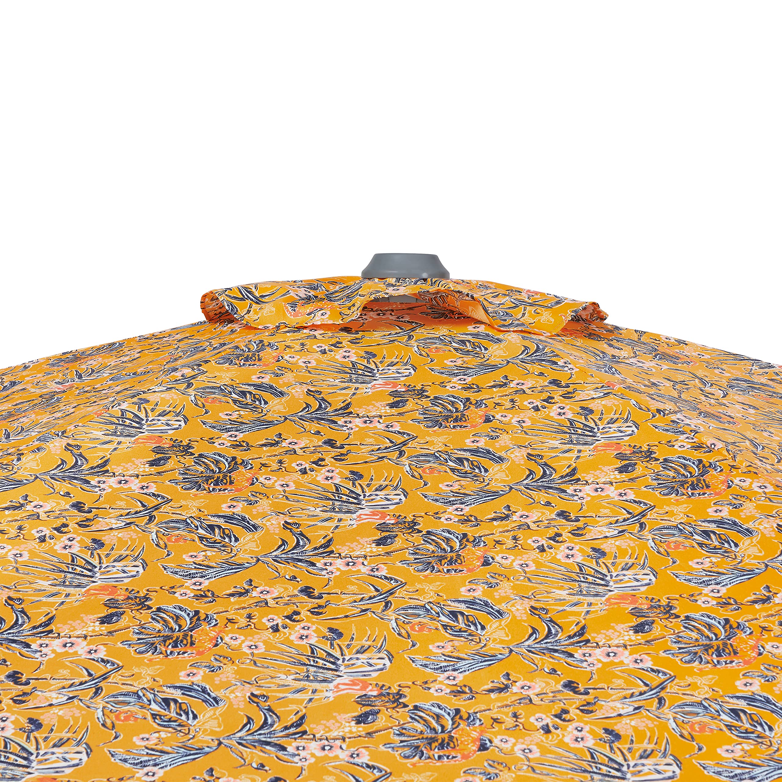 Vera Bradley by Classic Accessories 9 Foot Water-Resistant Market Umbrella - Rainforest Toile Gold Pattern - Perfect for Outdoor Events, Beach Trips & Garden Parties