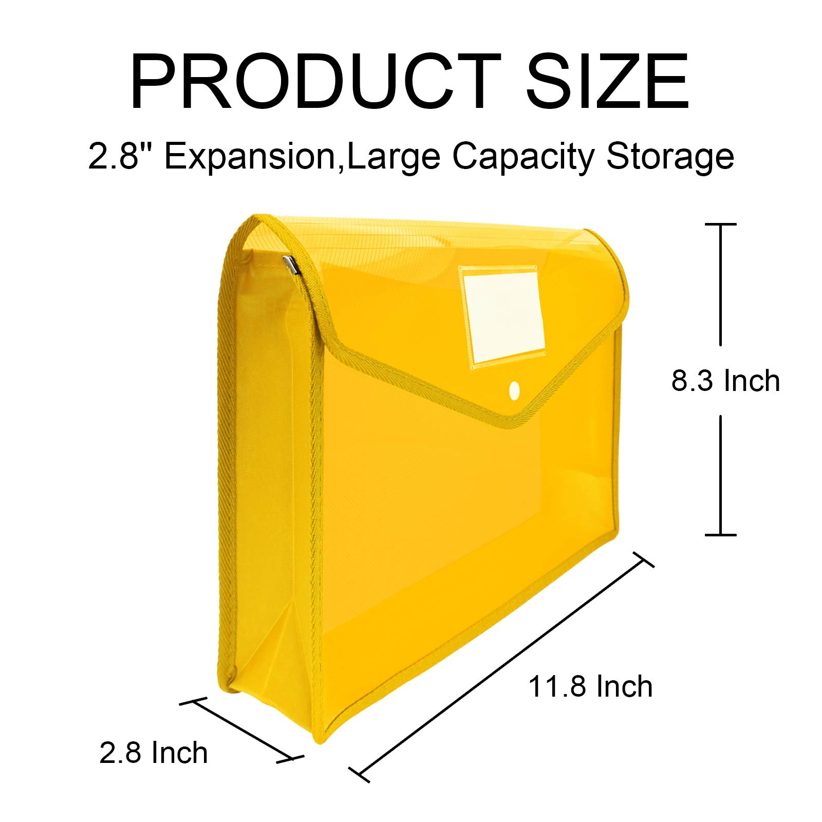 A4 Plastic Expanding File Folder - Waterproof Poly Envelope with Snap Closure & Label Pocket | Document Organizer for Office, School & Home Storage | Perfect for Bills, Receipts & Important Papers