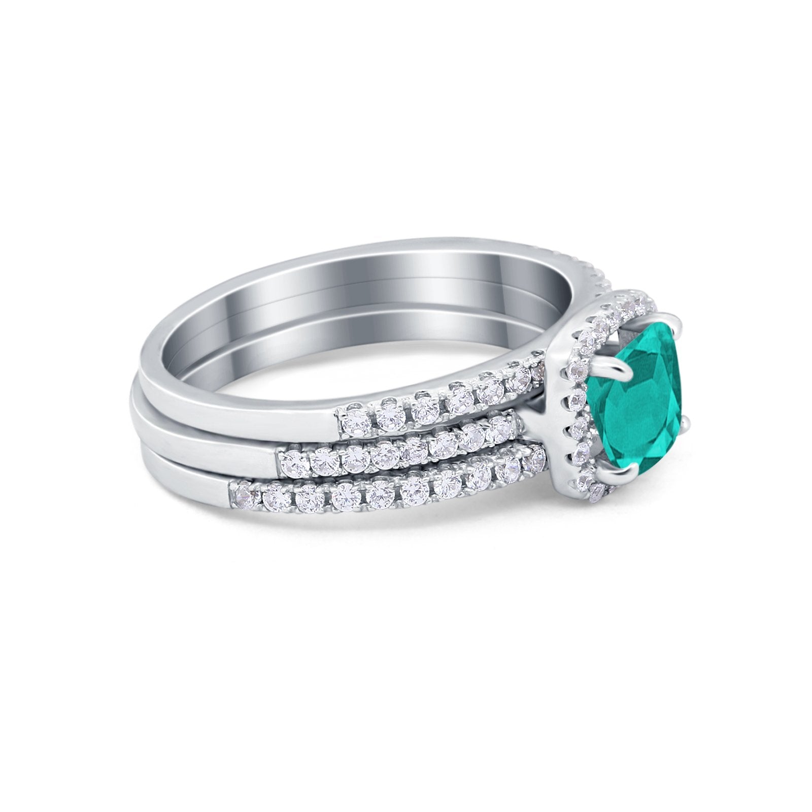 3-Piece Wedding Ring Set Round Cubic Zirconia 925 Sterling Silver Bridal Band for Women - Perfect for Engagement, Anniversary & Special Occasions