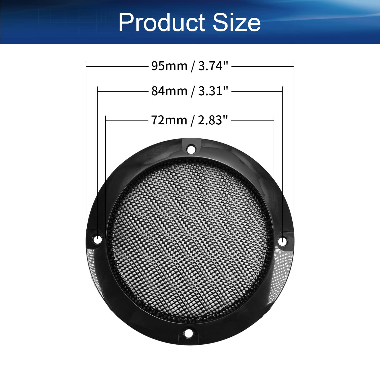 Bettomshin 3 Inch Speaker Grill Mesh - Decorative Metal Subwoofer Guard Cover with Black Trim (2 Pack) - Premium Audio Accessories for Home Theater & Car Audio Systems