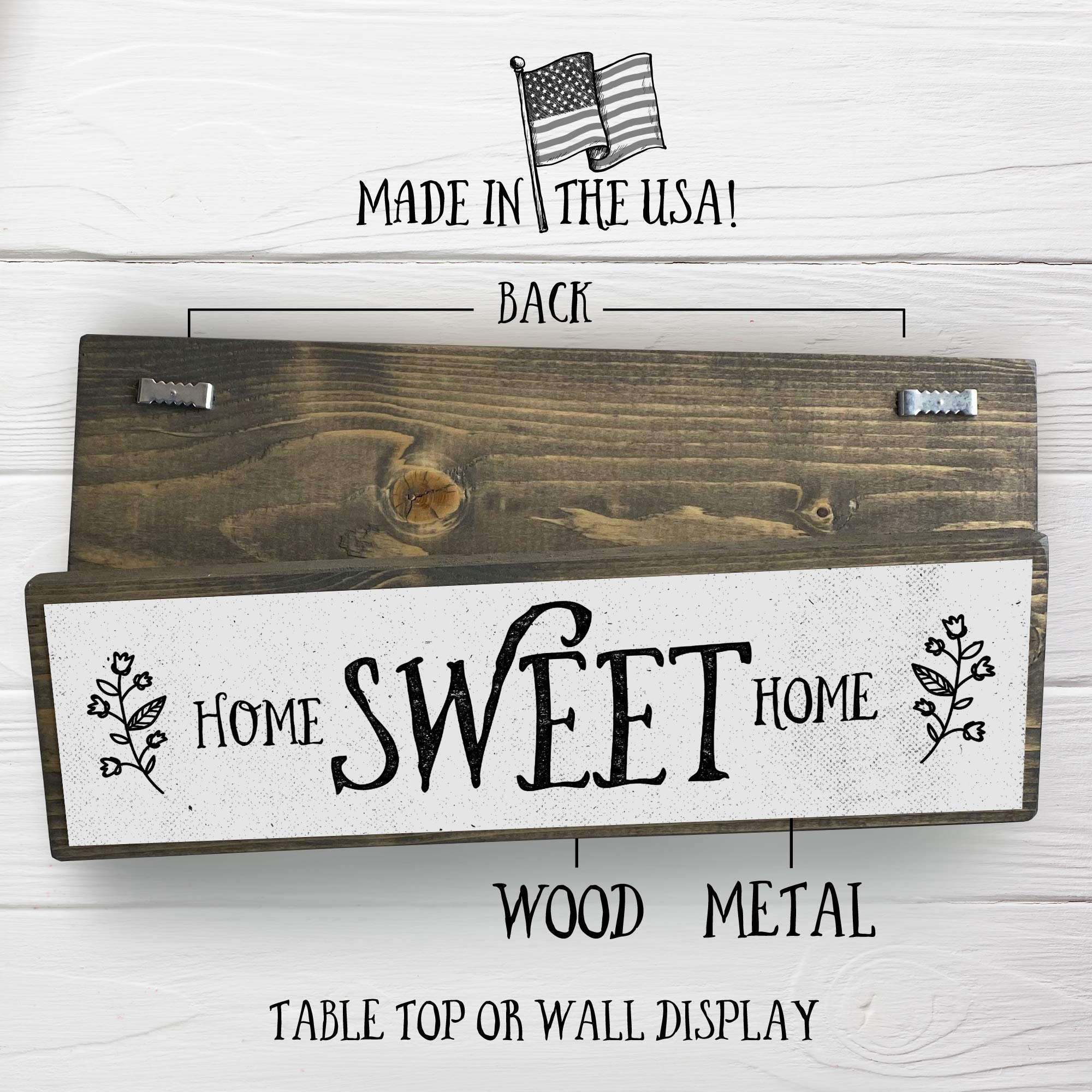 Rustic Home Sweet Home Wood Sign - Medium Size Wood & Metal Wall Decor for Farmhouse, Living Room, Bedroom, Entryway