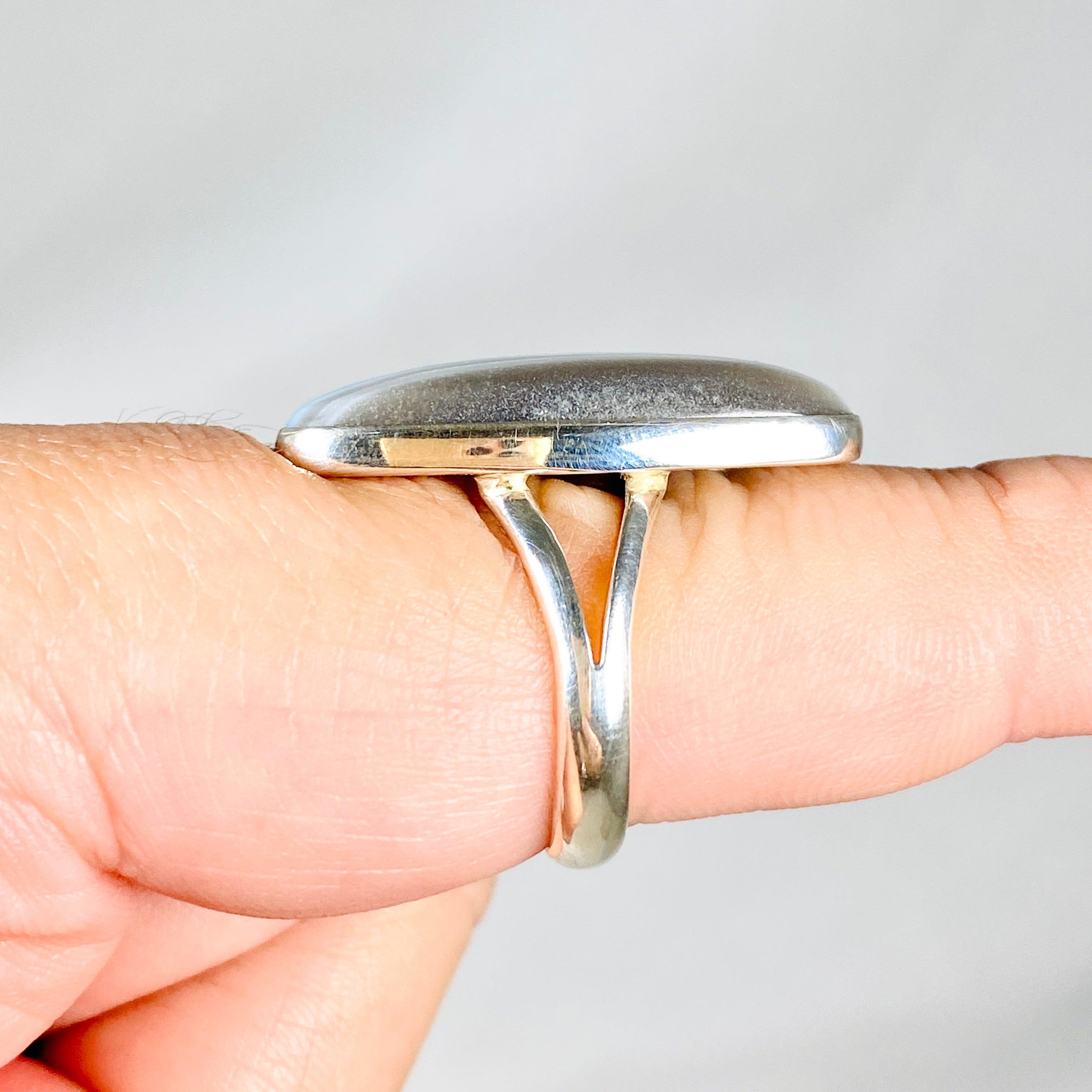 Owyhee 'Blue Opal' Freeform Sterling Silver Ring Size 9 - KRGJ2327 | Handmade Bohemian Jewelry for Women, Perfect for Weddings & Special Occasions