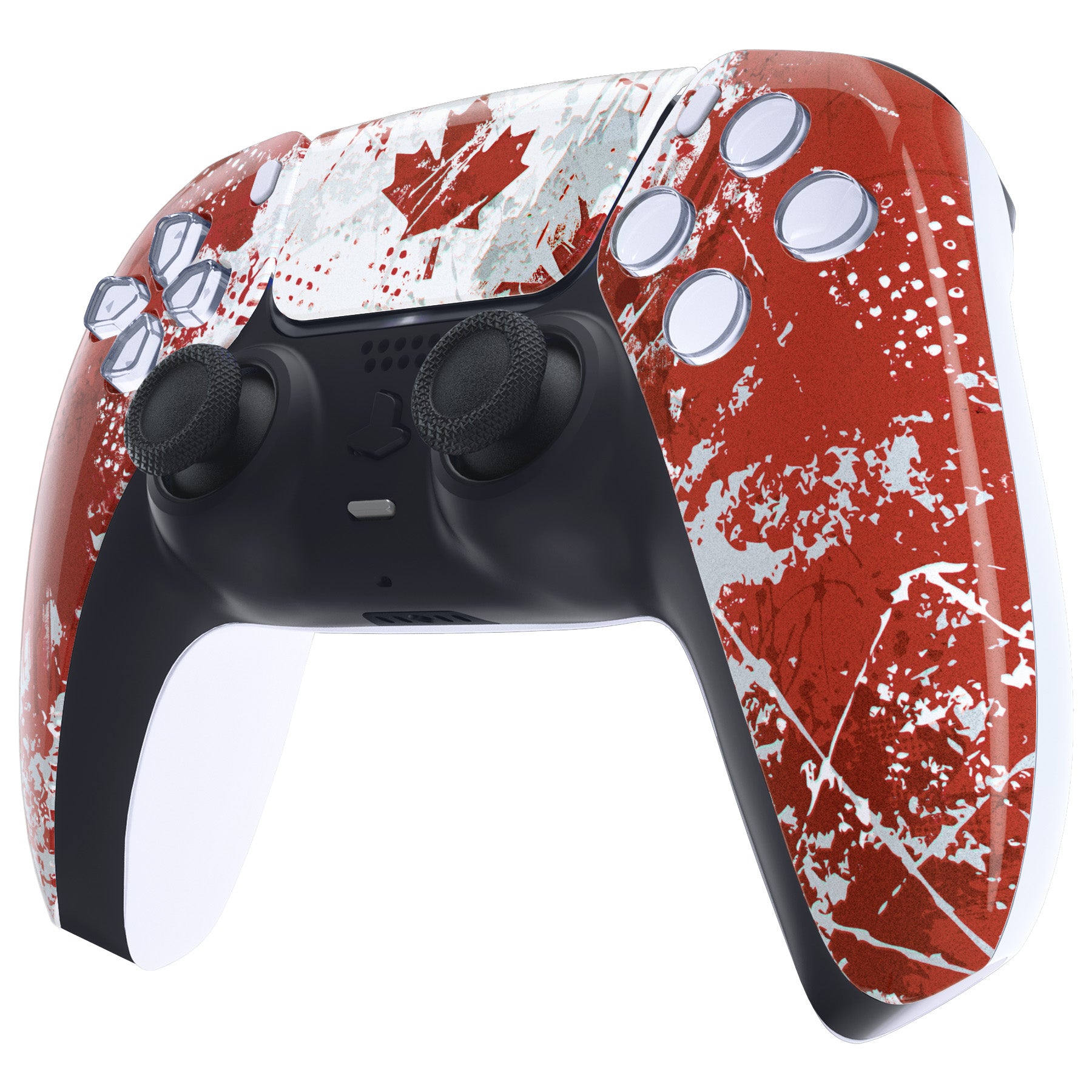 ExtremeRate Canada Flag PS5 Controller Shell - DIY Replacement Front Housing & Touchpad Cover Compatible with BDM-010/020/030/040/050 Models - Custom Gaming Accessory for PS5 Enthusiasts | Perfect for Controller Customization & Gaming Setup Upgrades
