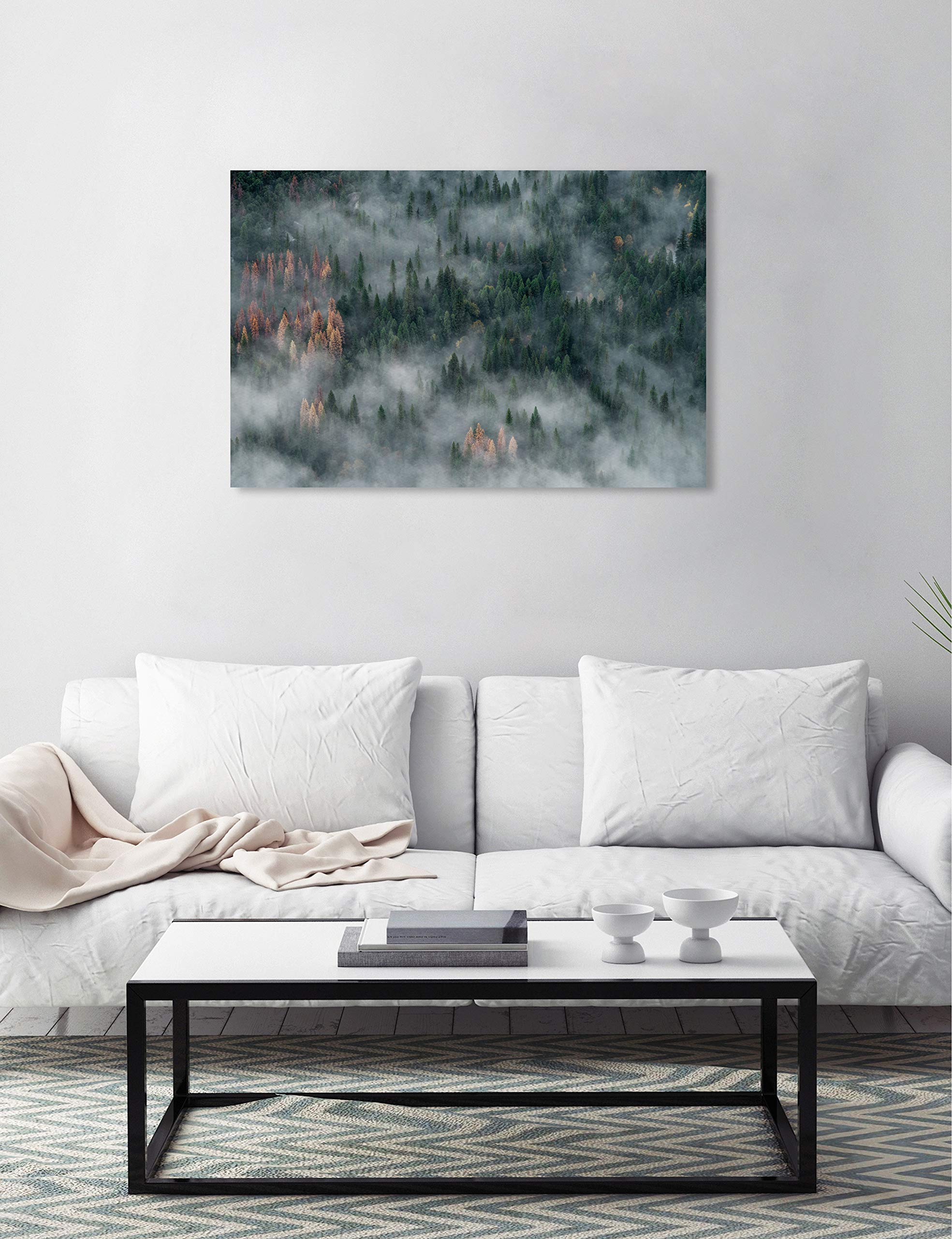 Oliver Gal Artist Co. 'Inmensidad' Nature & Landscape Wall Art Canvas Print - 36x24 Inches, Green & White - Perfect for Living Room, Bedroom & Office Décor