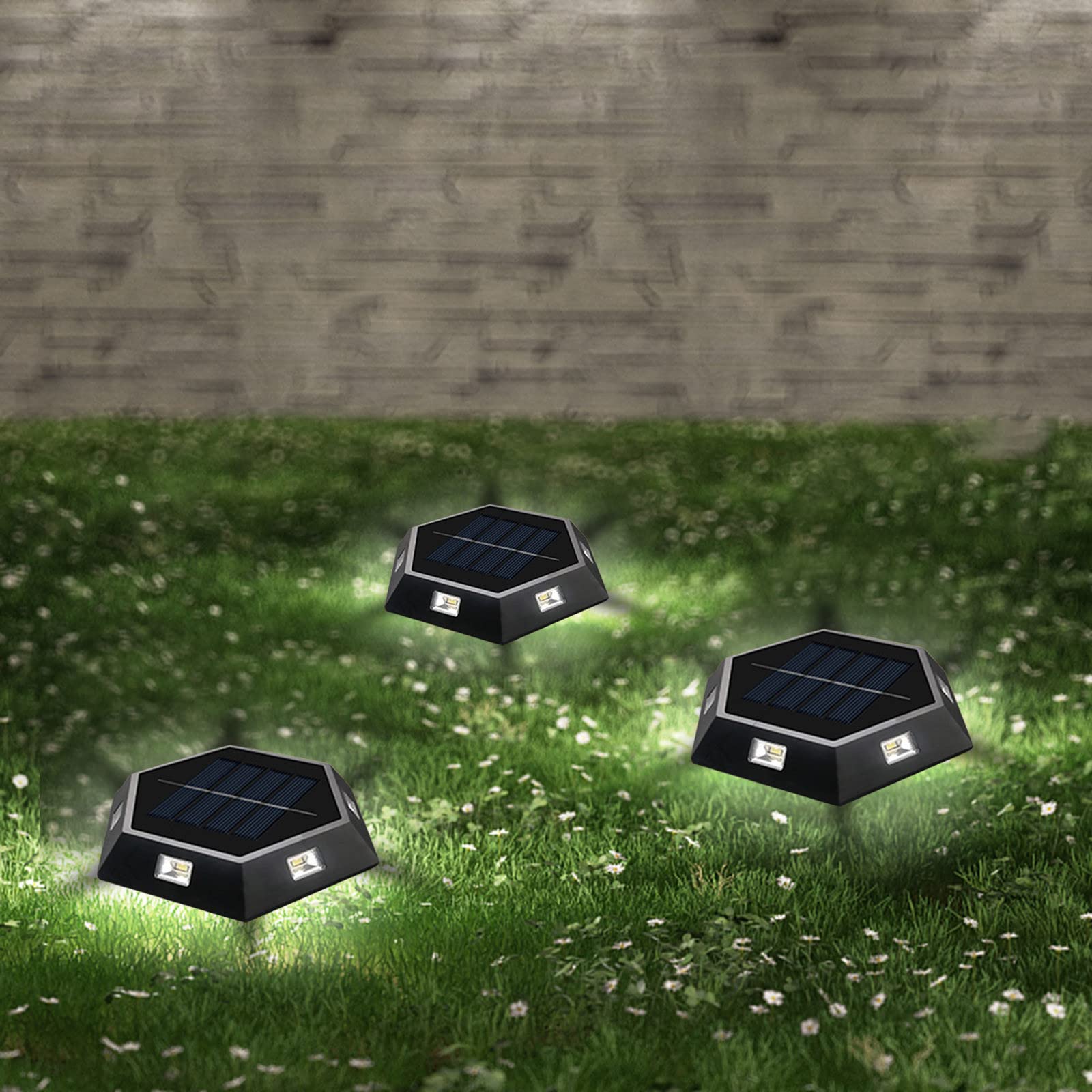 Solar Powered Garden Lights - 2 Pack Waterproof 6 LED Buried Ground Lights for Pathway, Yard, and Landscape Decor | Dual-Purpose Wall & In-Ground Lighting | Energy Saving Outdoor White Light for Patio, Driveway, and Backyard Illumination