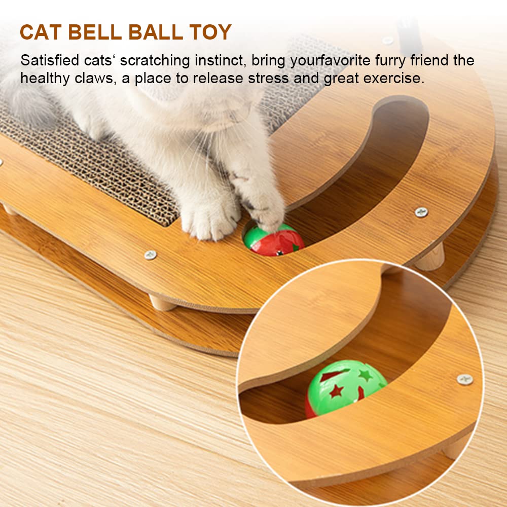 Eco-Friendly U-Shaped Cat Scratching Board with Cat Arch Self Groomer & Kitty Ball Toys - Durable Cardboard Scratcher for Indoor Cats, Stable Non-Slip Kitten Pad - Perfect for Playtime, Grooming & Protecting Furniture