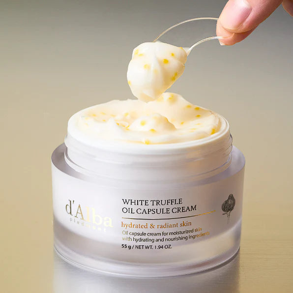 D'Alba White Truffle Oil Capsule Cream 55g - Hydrating Face Moisturizer for Dry Skin | Anti-Aging & Brightening Skincare | Day & Night Cream for Women & Men