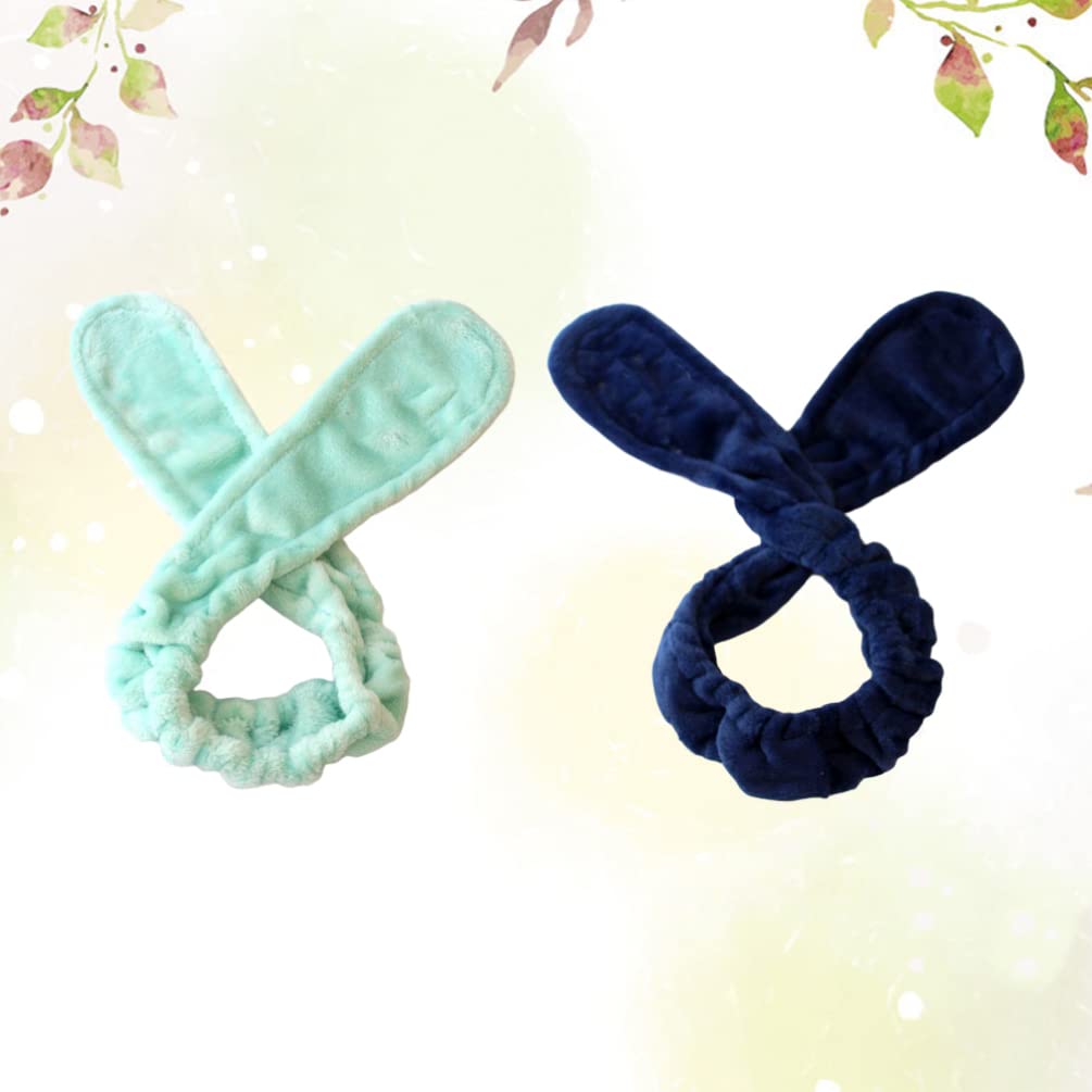 FRCOLOR 2-Pack Soft Plush Headbands for Women - Hair Ties & Face Washing Headbands, Stretchable Hair Wrap for Skincare, Shower, Spa, Gym, and Easter Party Accessories (Cute Floral Design)
