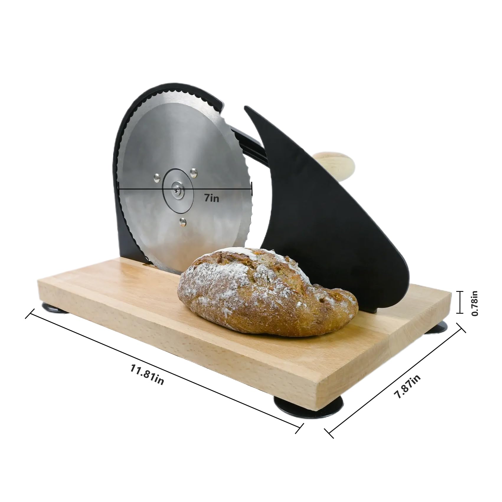 Classic Manual Bread Slicer - Adjustable Hand Crank Bread Cutter for Homemade Loaves (0.8 Inch Thickness, Black) | Perfect for Home Baking, Sandwiches & Breakfast Prep