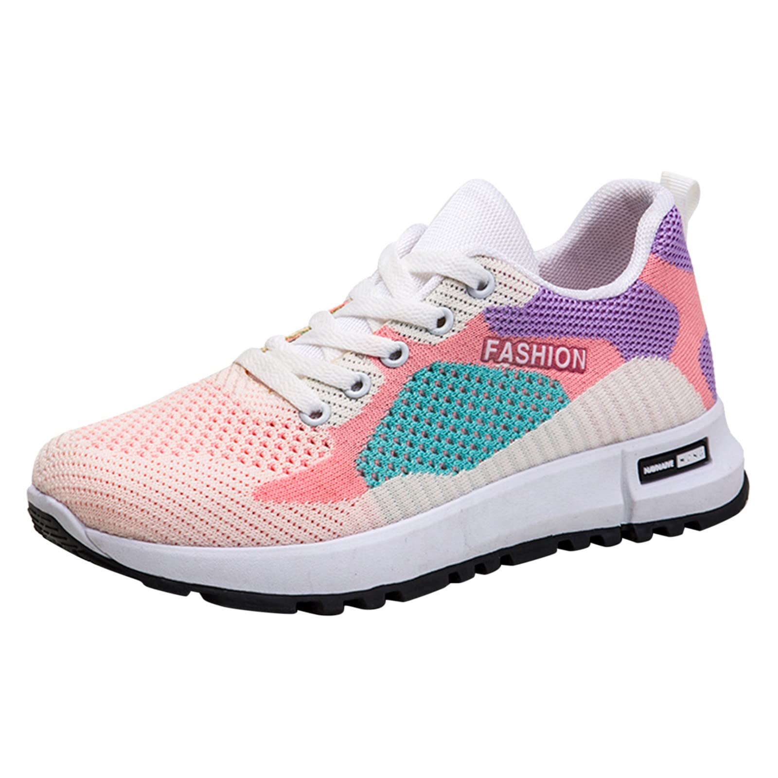 Women's Comfortable Lace-Up Sneakers - Soft Sole Mesh Running Shoes for Travel & Outdoor Activities | Black Casual Walking Shoes for Women