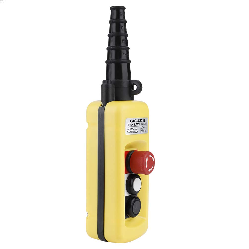 Health Gear Hoist Control System - Crane Chain Hoist Push Button Switch with Emergency Stop | Lifting Pendant Controller for Warehouse, Construction & Industrial Use