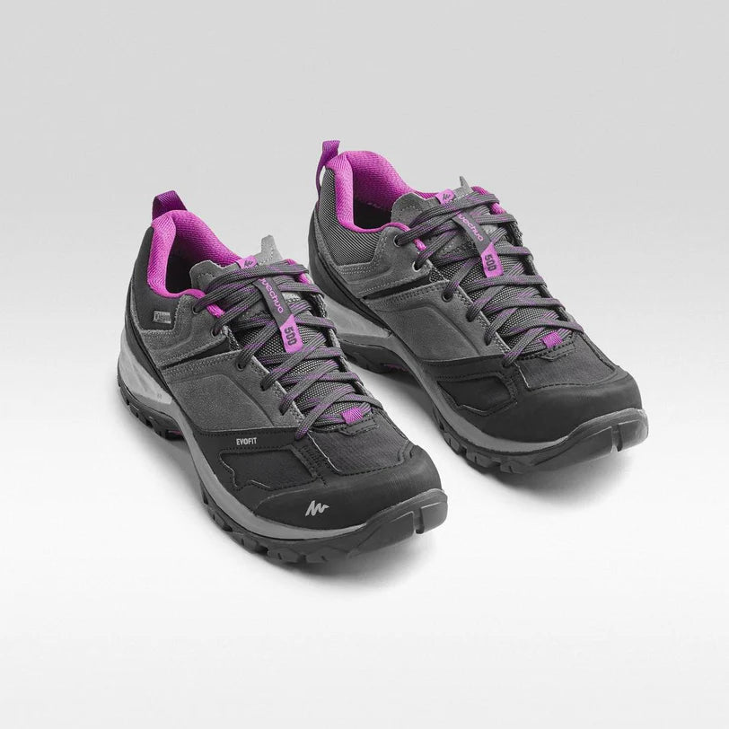 Quechua Women's MH500 Waterproof Hiking Shoes - Lightweight Trail Walking Shoes for Outdoor Adventures in Pink Grey