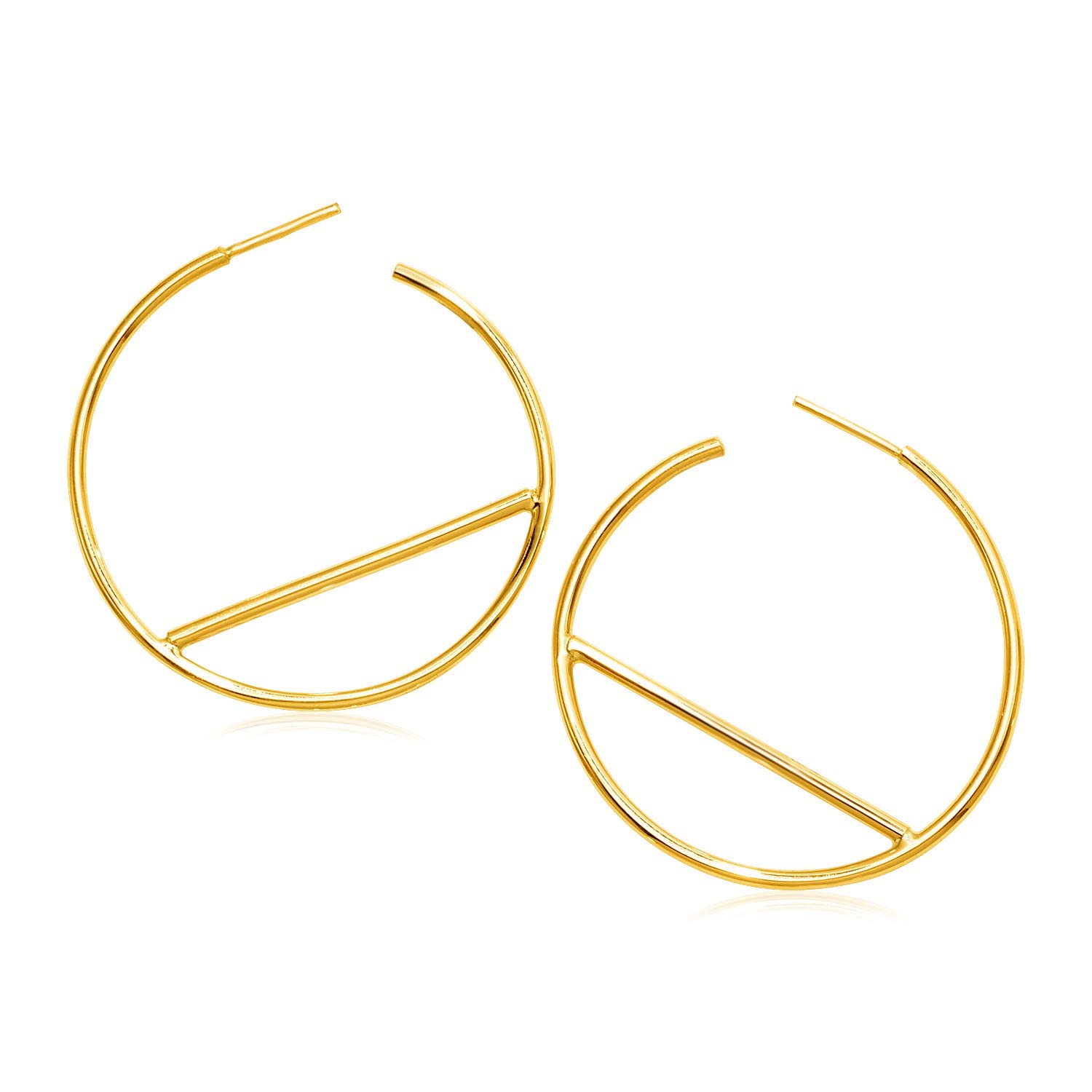 14K Yellow Gold Hoop Earrings with Bar Details - Elegant Fine Jewelry for Women | Diamond2Deal | Perfect for Everyday Wear, Parties & Special Occasions