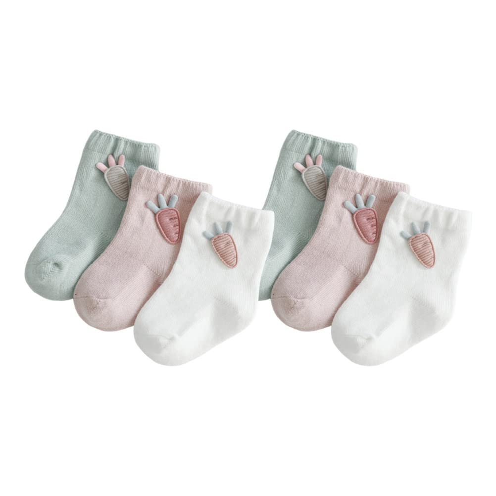 DOITOOL 3 Pairs Cute Cartoon Kids Socks for Boys & Girls - Soft Cotton Spring/Autumn Baby Socks (1-3 Years, Size M) - Breathable Toddler Stockings for Daily Wear, Playtime & School