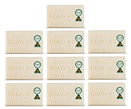 Australian Botanical Soap - 10 Bar Goat's Milk & Soybean Oil Handmade Soap for Sensitive Skin | Natural Moisturizing Body Wash for Dry Skin, Eco-Friendly Bath Gift Set