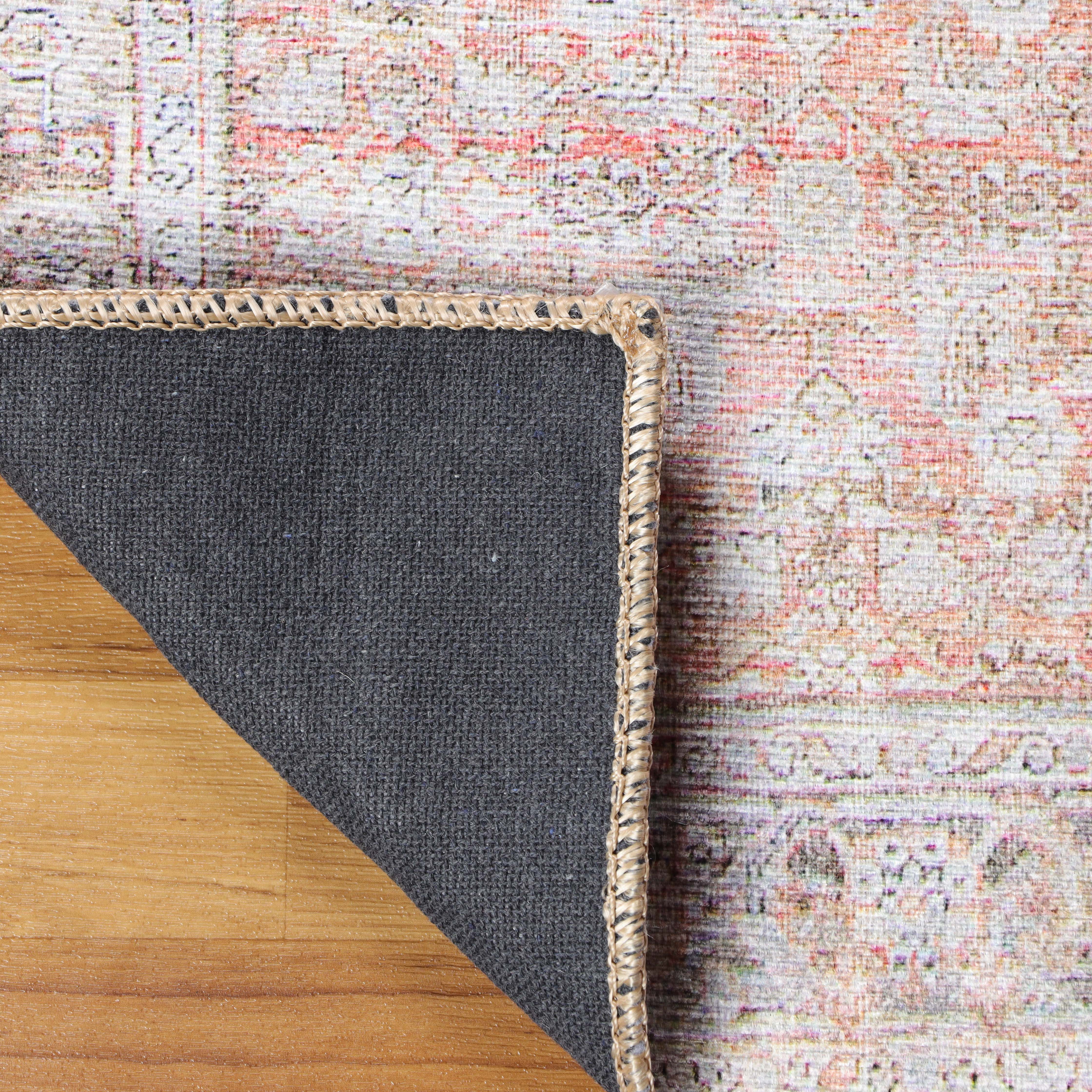 Lottie Distressed Geometric Farmhouse Indoor Area Rug - Soft Non-Slip Boho Chic Living Room Carpet for Home Decor, Bedroom & Office