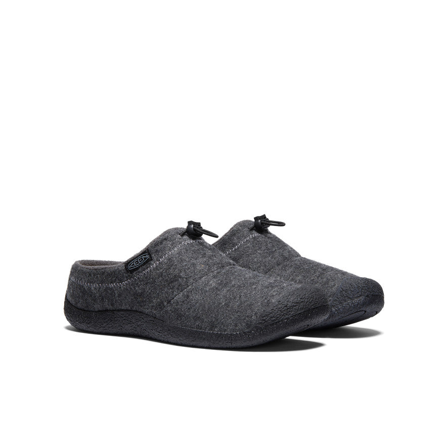 Men's Howser III Slide Sandals - Charcoal Grey Felt & Black | Comfortable House Slippers for Indoor/Outdoor Wear, Perfect for Home, Gym, and Poolside