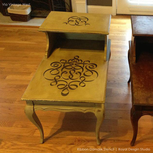 Damask Ribbon Furniture Stencil - Reusable DIY Painting Template for Wood, Walls & Fabric - Perfect for Home Decor, Crafts & Upcycling Projects