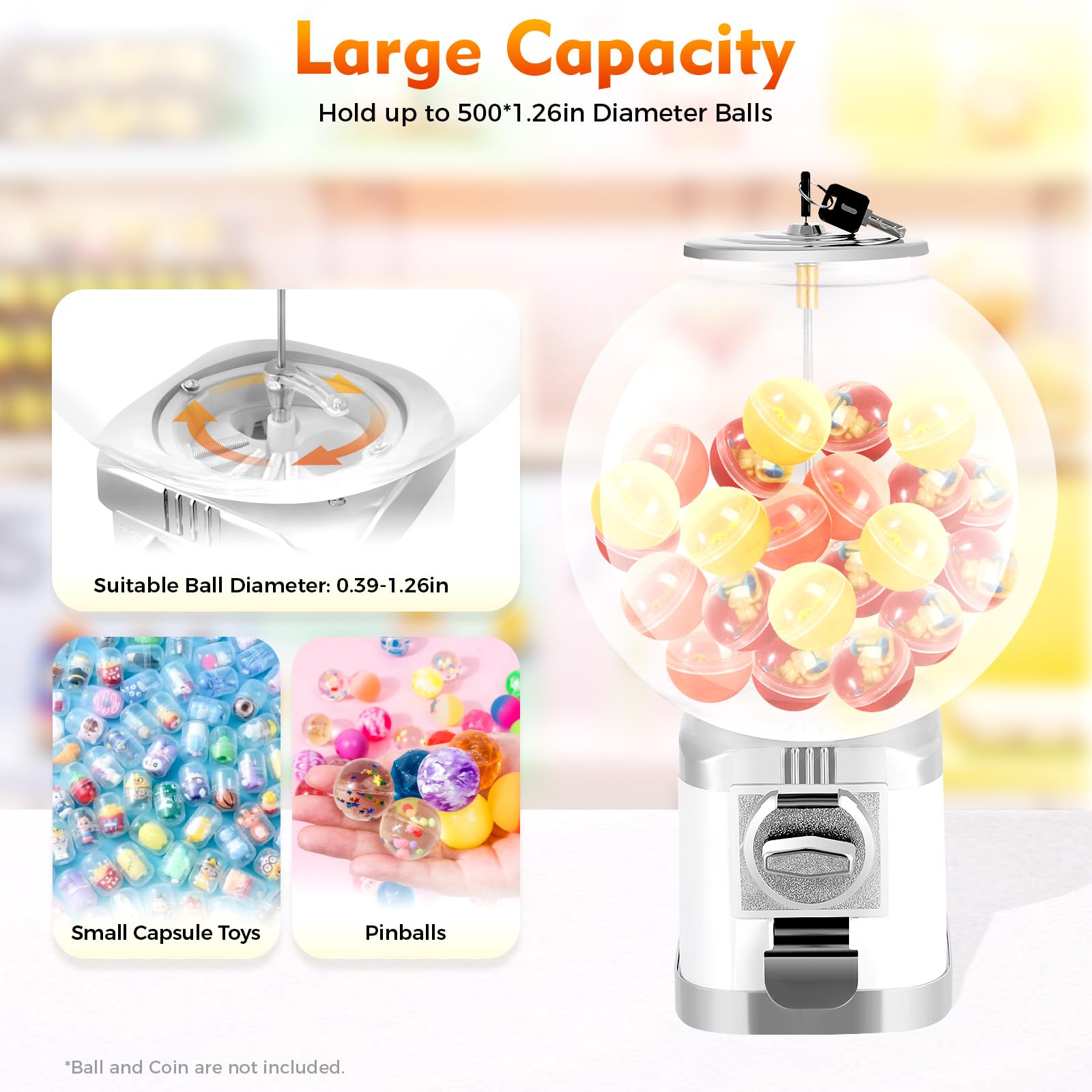 **Mini Candy Gumball Vending Machine - White | Toy & Capsule Dispenser for Business | Perfect for Parties, Events & Retail Stores | Only $1**