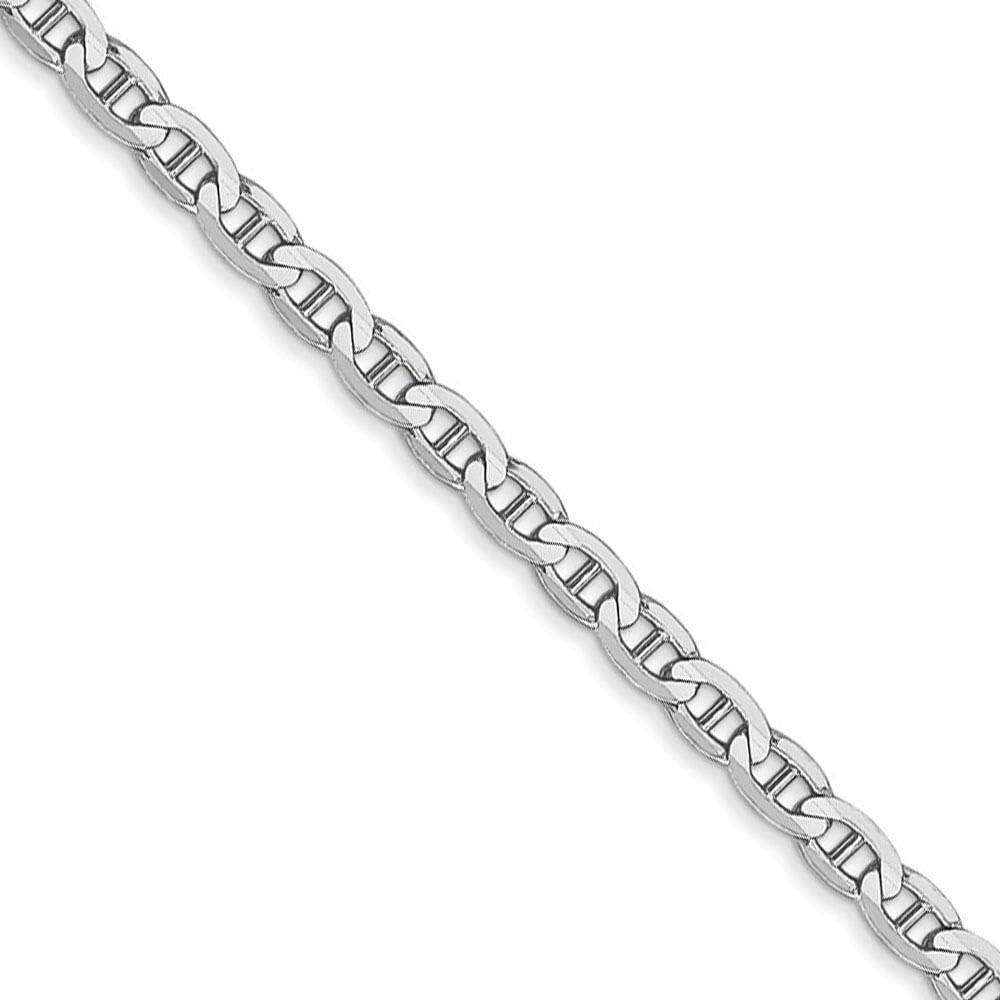 The Black Bow 3mm 14k White Gold Solid Concave Anchor Chain Necklace for Women, Perfect for Everyday Wear, Date Nights, and Special Occasions