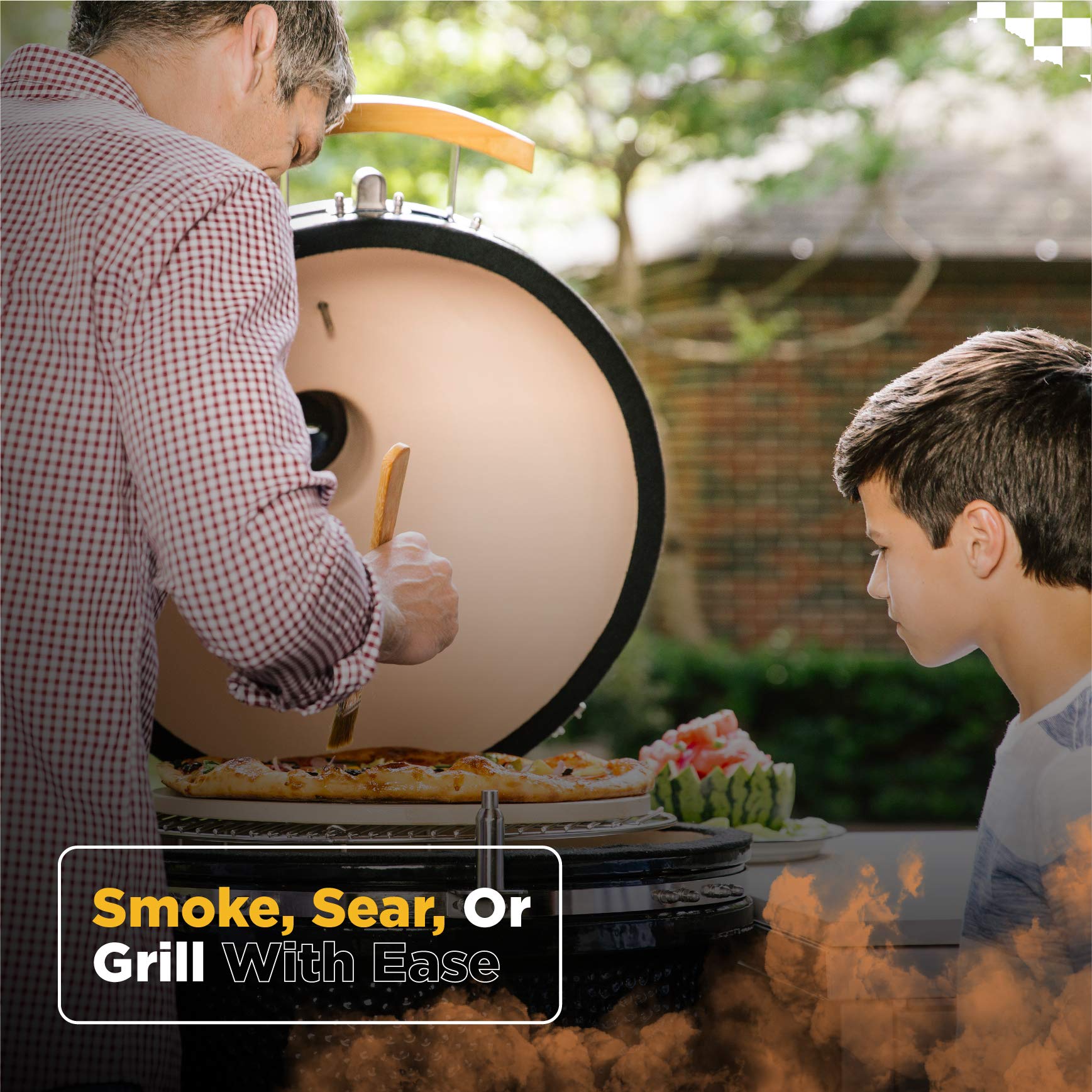 Coyote Asado Built-In Ceramic Grill Smoker Cooker - Outdoor BBQ, Smoking & Grilling for Backyard, Patio & Camping
