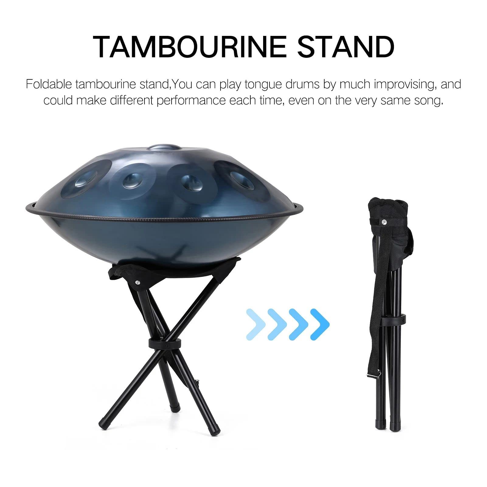 Premium 22-Inch D Minor Handpan Drum Set with Soft Carrying Bag, 2 Mallets & Stand (12 Notes, Blue) - Perfect for Meditation, Yoga, Street Performances & Music Therapy