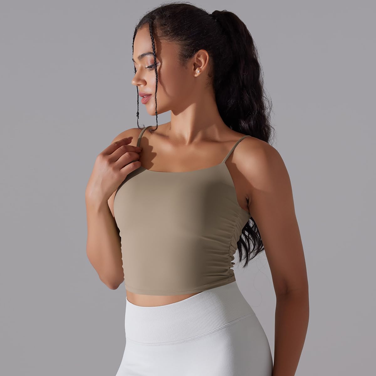 QUECY® Women's Slim Seamless Cami Tops - Skinny Spaghetti Strap Backless Shirts for Yoga, Workout, Gym - Perfect for Summer, Beach & Casual Wear