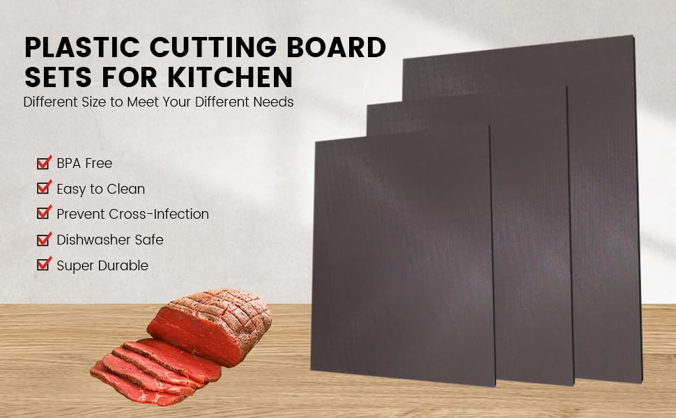 CMI Commercial Grade Plastic Cutting Board Set - 18 x 24 x 1/2 Inch NSF Certified Kitchen Chopping Boards for Vegetables, Meat & Cheese (6-Pack, Multi-Color) - Perfect for Restaurants, Catering & Home Kitchens
