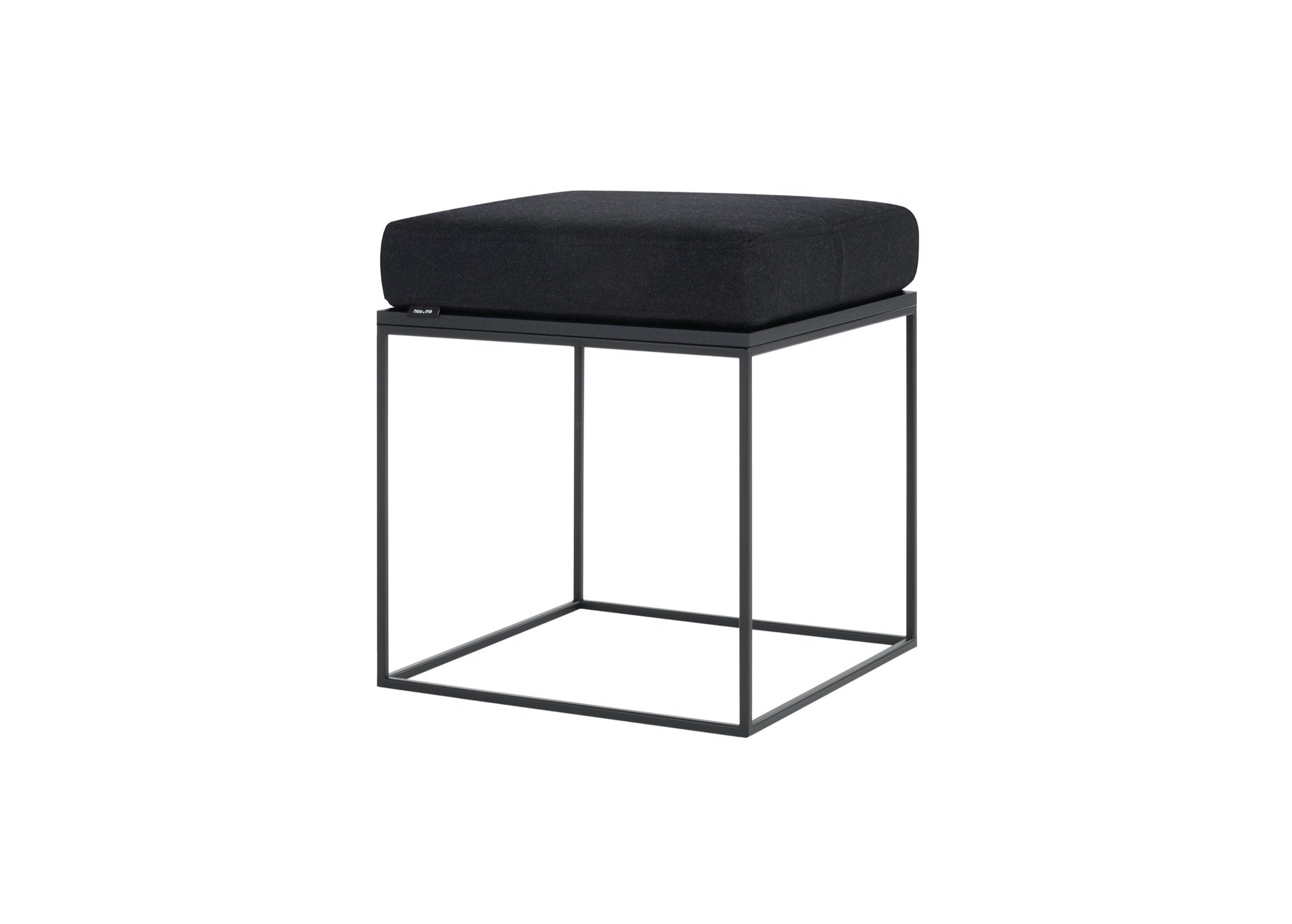 Feo Pouf Ottoman - Black & Dark Grey Modern Footrest Stool for Living Room, Bedroom, or Office