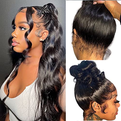 MAYCAT 360 Lace Front Wigs Human Hair - Body Wave 180% Density HD Lace Frontal Wig with Baby Hair | Pre-Plucked Natural Color | Women's Ponytail & Bun Hairstyles | Perfect for Daily Wear, Parties & Special Occasions